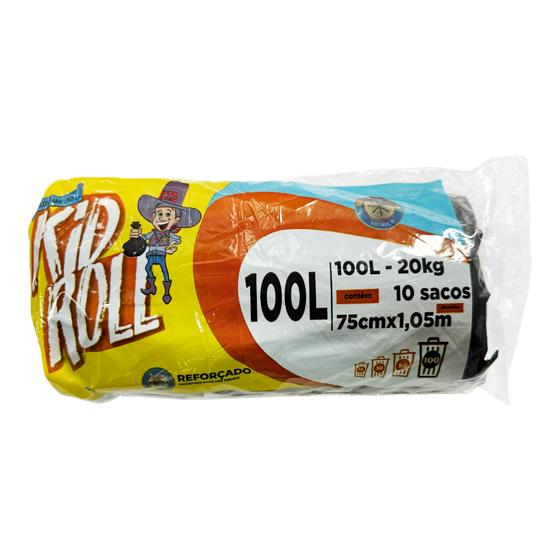 Saco Lixo Rolo Kid Roll 100l Pacote 10 Unidades