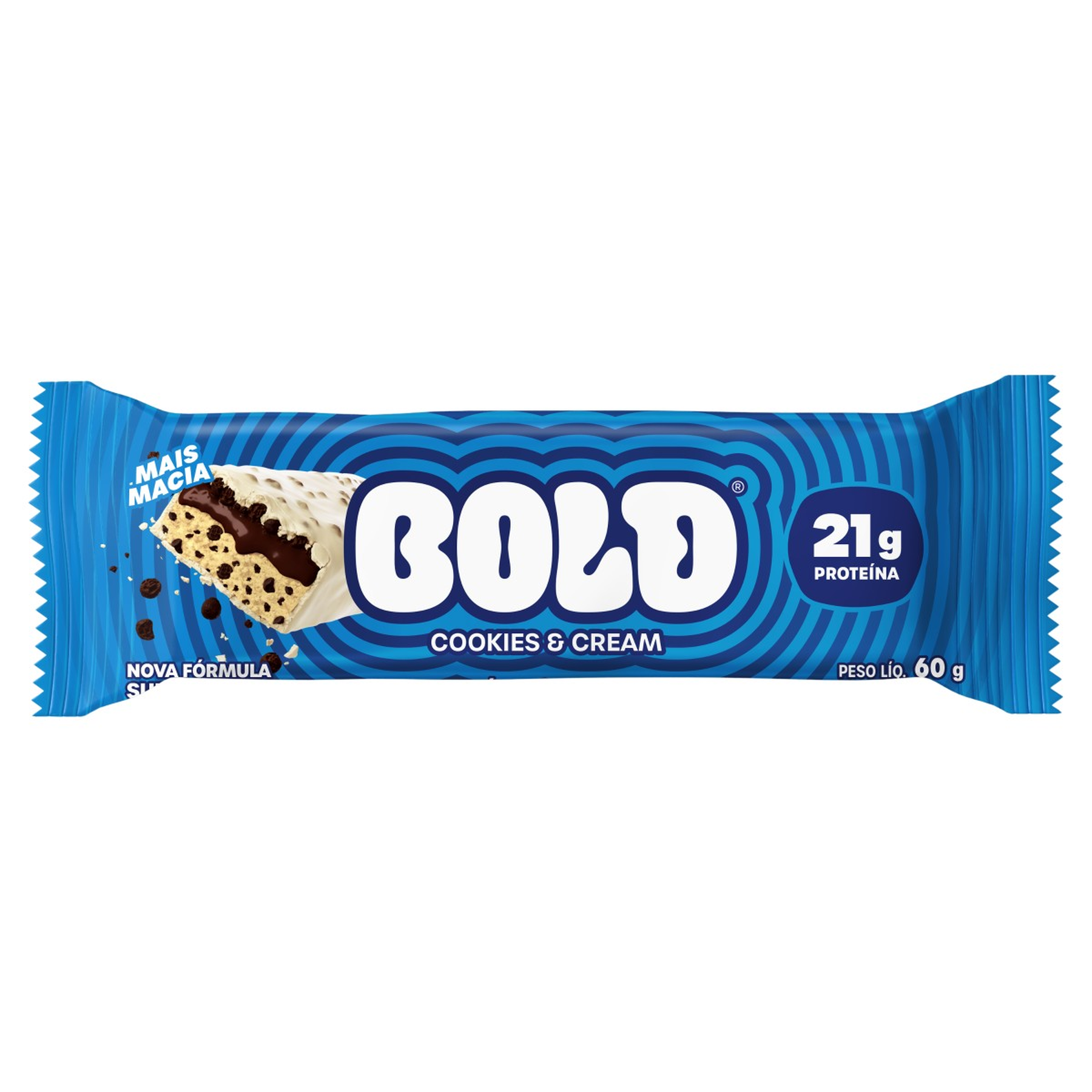Barra Prote&iacute;na Cookies & Cream Bold Pacote 60g