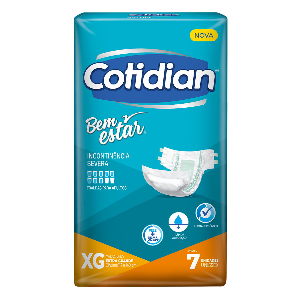 Fralda Geri&aacute;trica Bem Estar Cotidian Tamanho XG C/7 Unidades