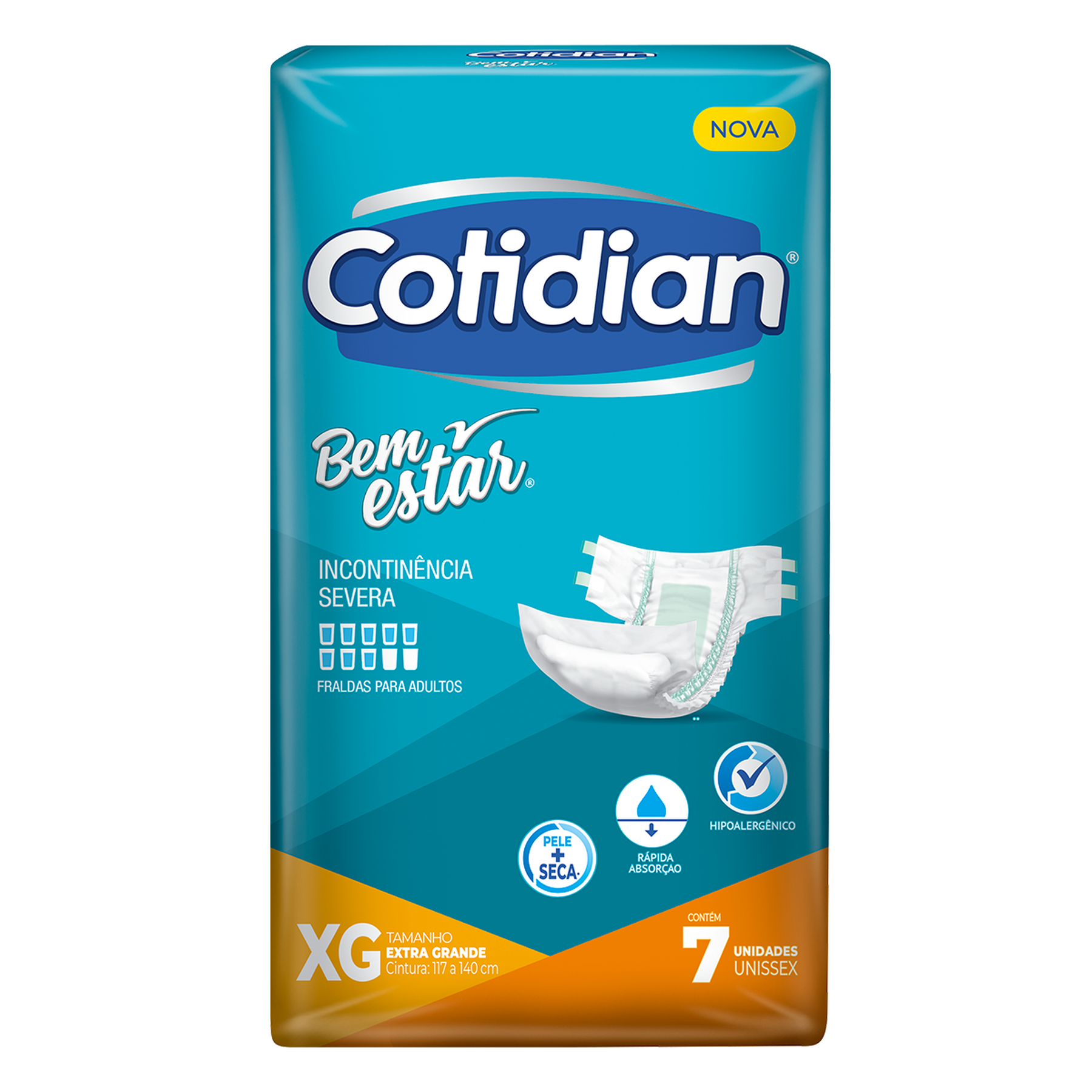 Fralda Geriátrica Bem Estar Cotidian Tamanho XG C/7 Unidades