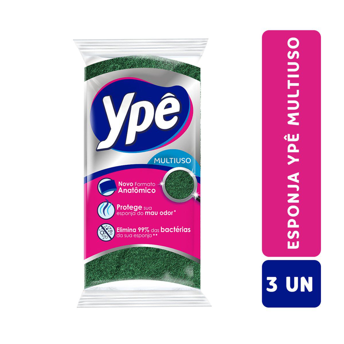 Esponja Multiuso Anat&ocirc;mica Yp&ecirc; 3 Unidades