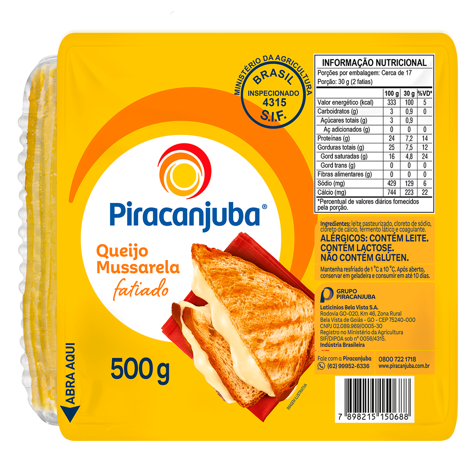 Queijo Mussarela Fatiado Piracanjuba 500g