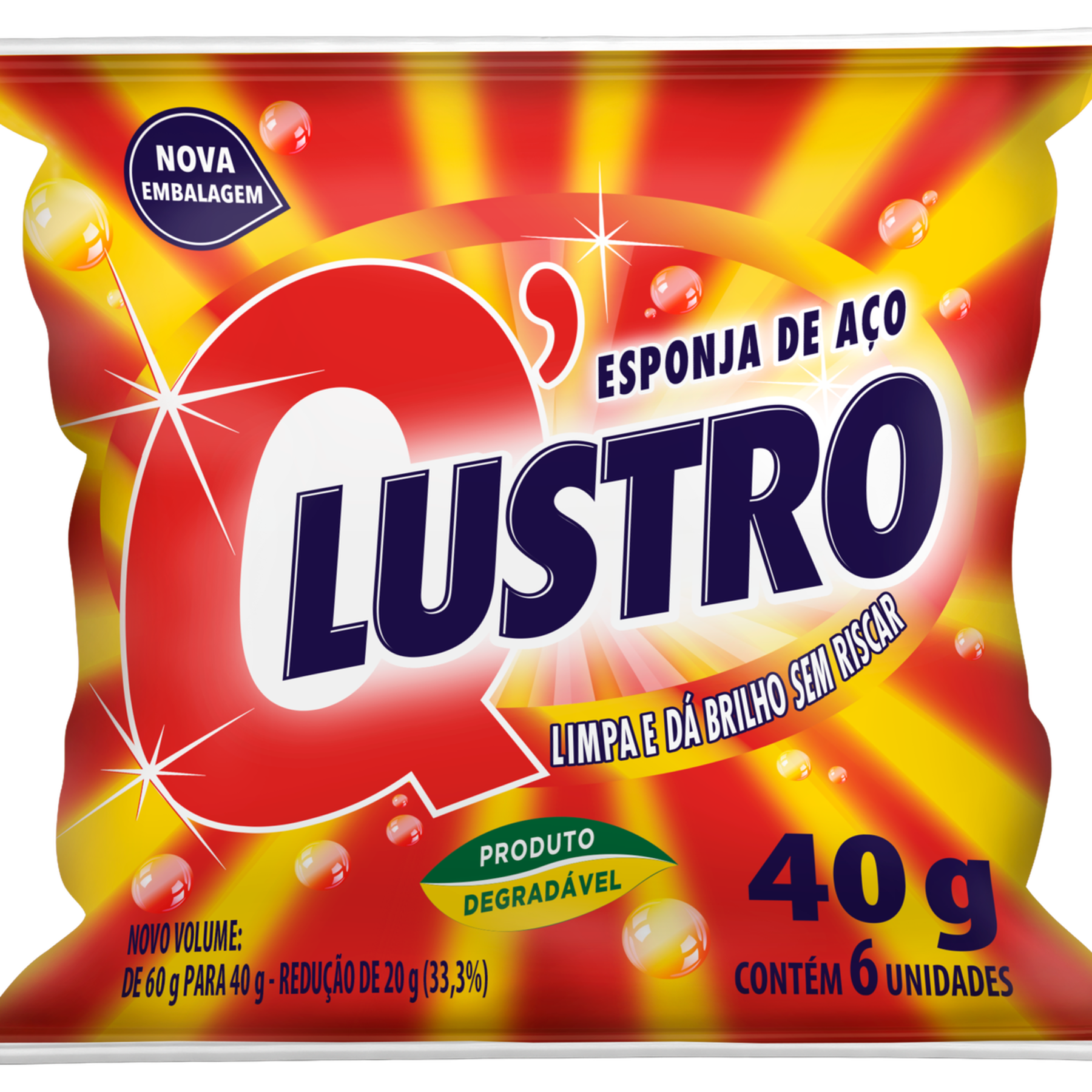 Esponja de Aço Q'Lustro 40g C/6 Unidades