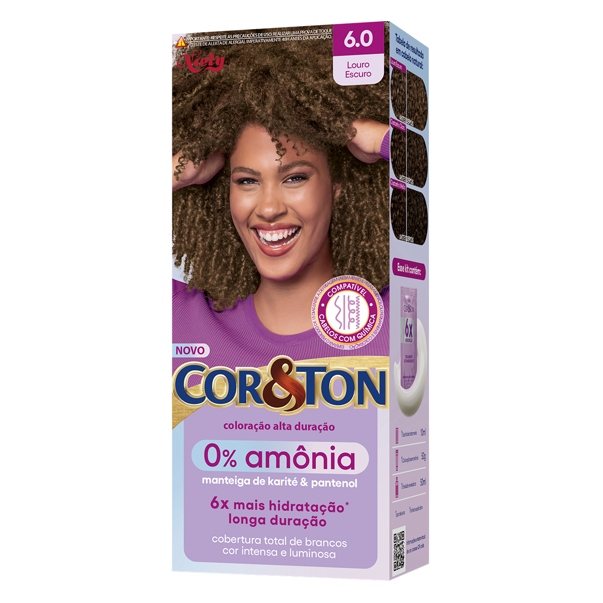 Tintura para Cabelo 0% Am&ocirc;nia Louro Escuro 6.0 CoreTon