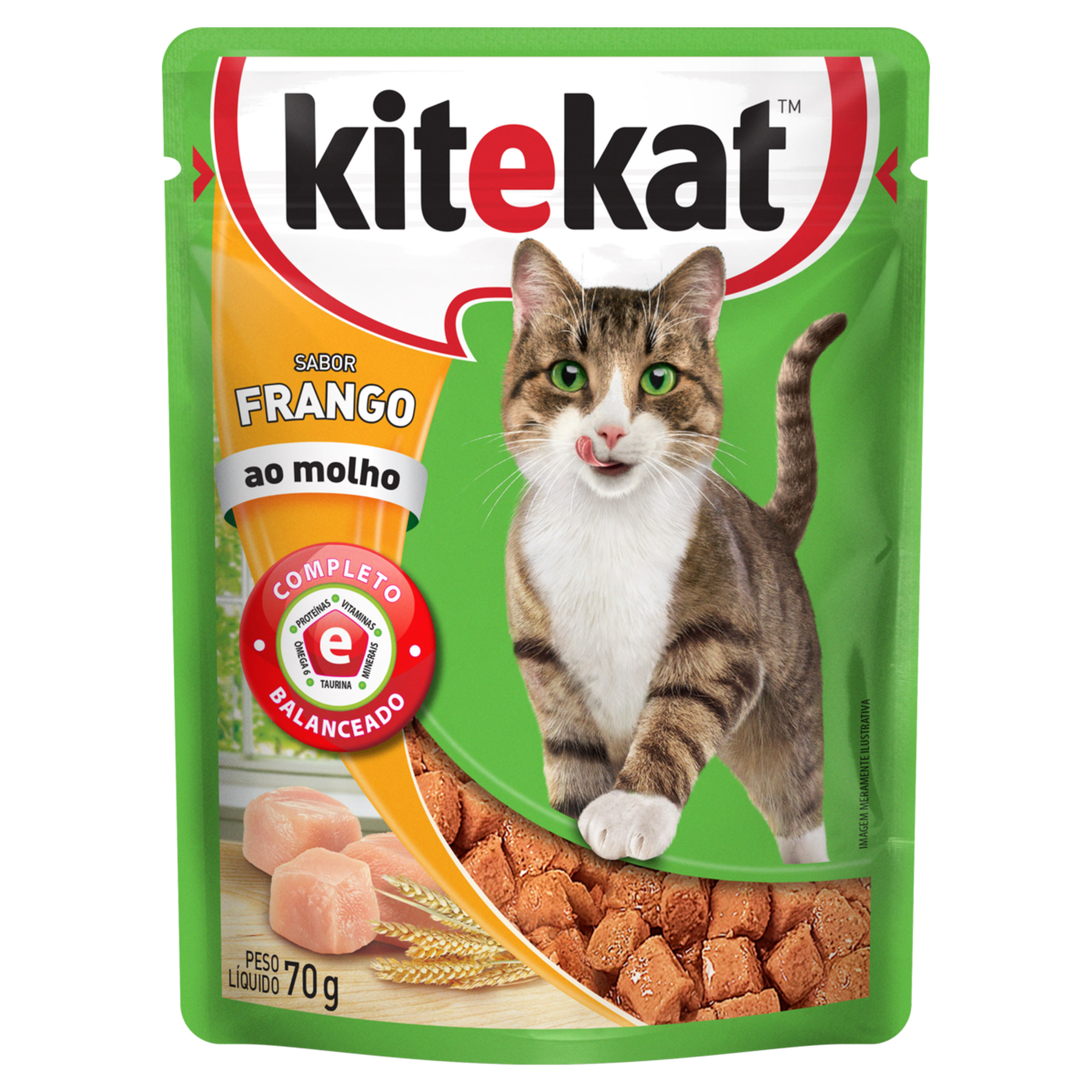Alimento para Gatos Adultos Frango ao Molho Kitekat Sachê 70g