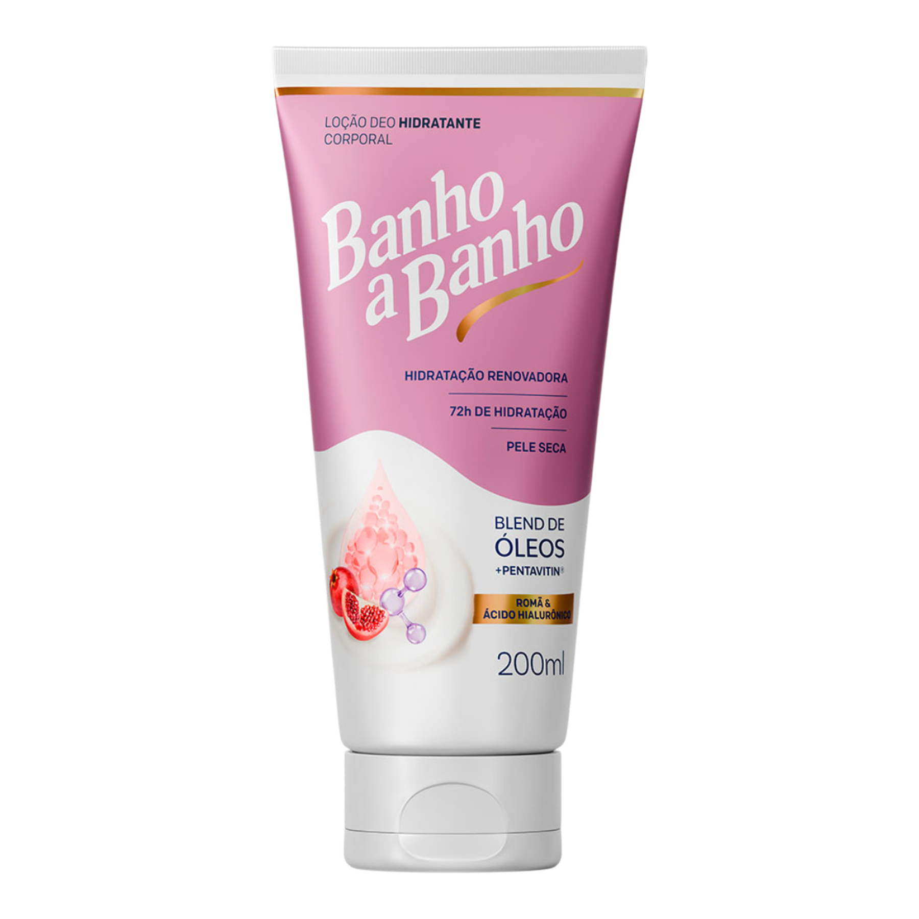 Lo&ccedil;&atilde;o Deo Hidratante Corporal Rom&atilde; e &Aacute;cido Hialur&ocirc;nico Banho a Banho Bisnaga 200ml
