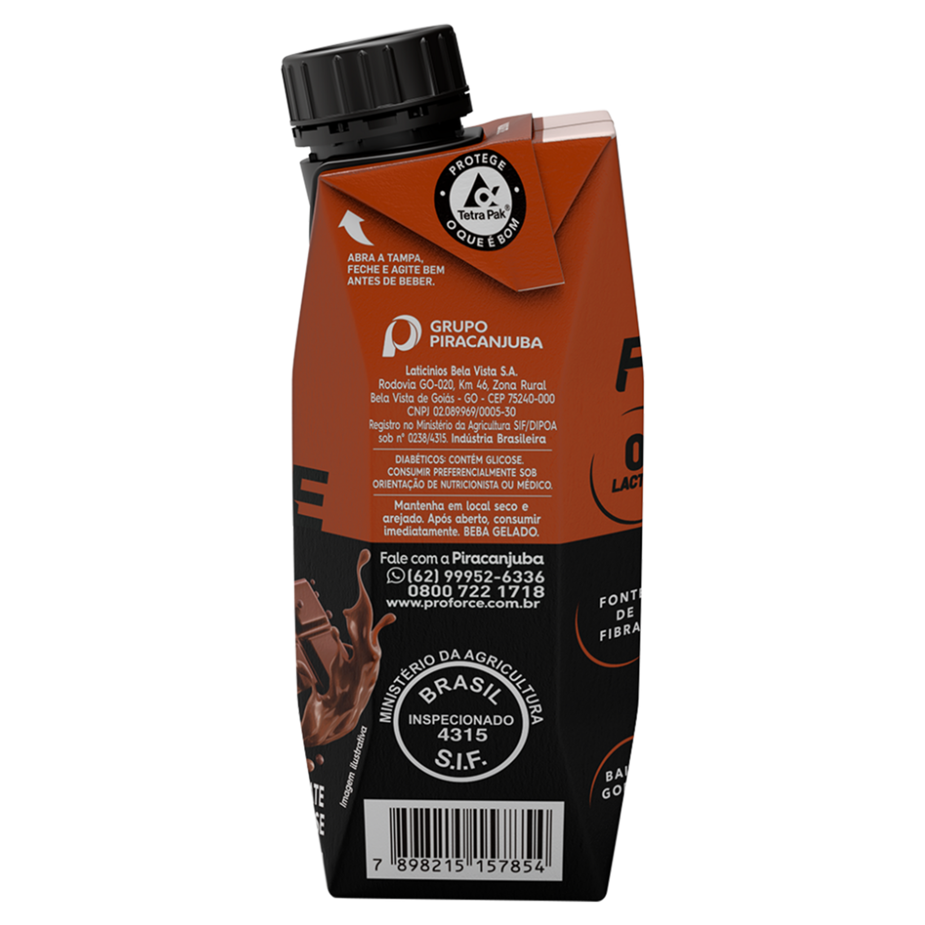 Bebida Láctea UHT Chocolate Zero Lactose Piracanjuba ProForce Caixa 250ml