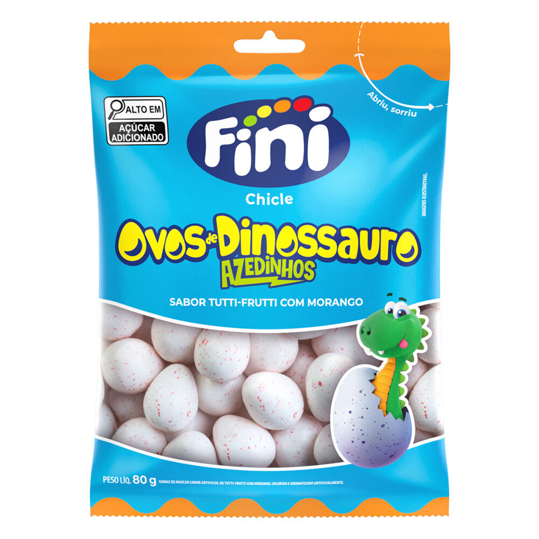 Chiclete Fini Ovos de Dinossauro Azedinhos Pacote 80g&nbsp;