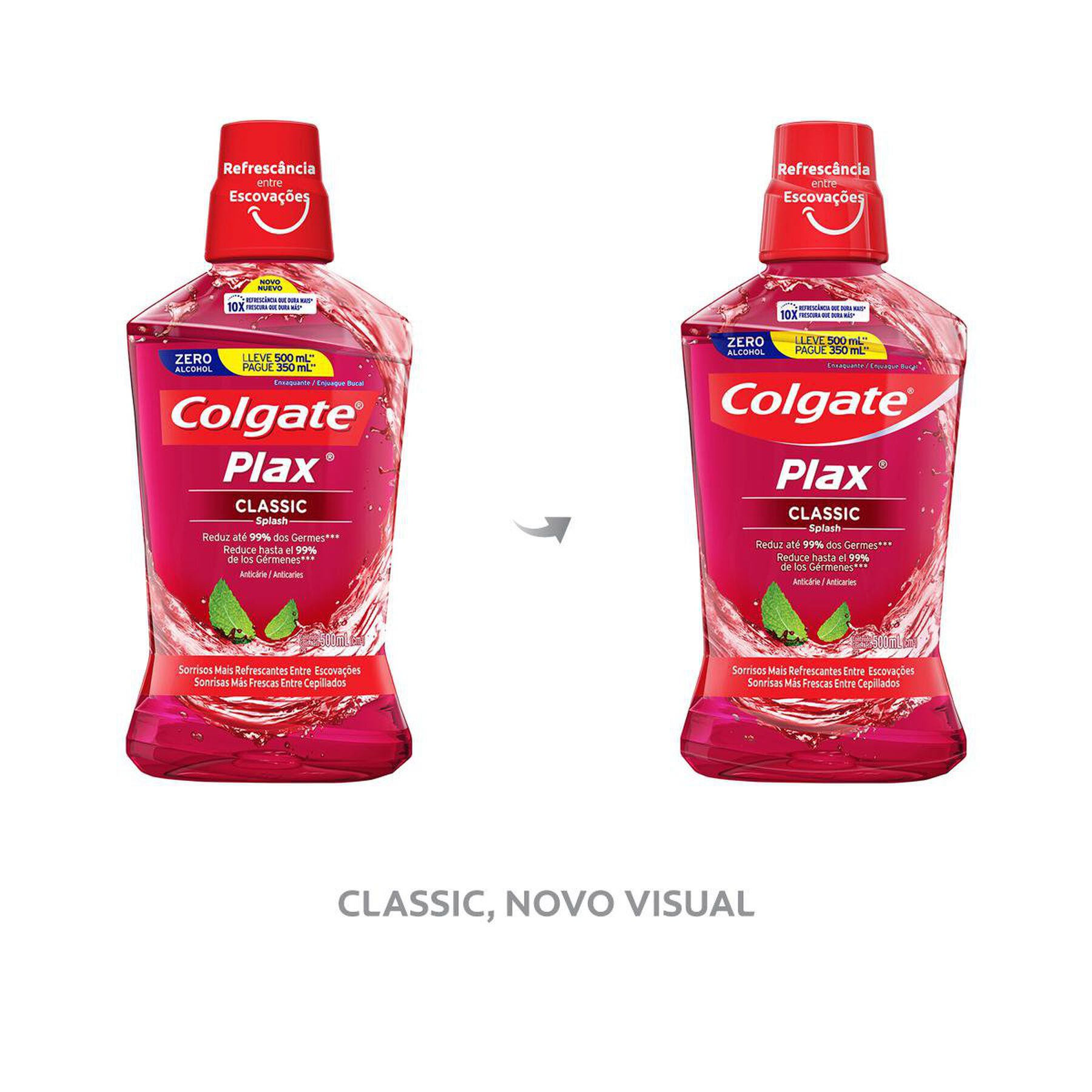 Enxaguante Bucal Anticárie Zero Álcool Classic Colgate Plax Frasco Leve 500ml Pague 350ml