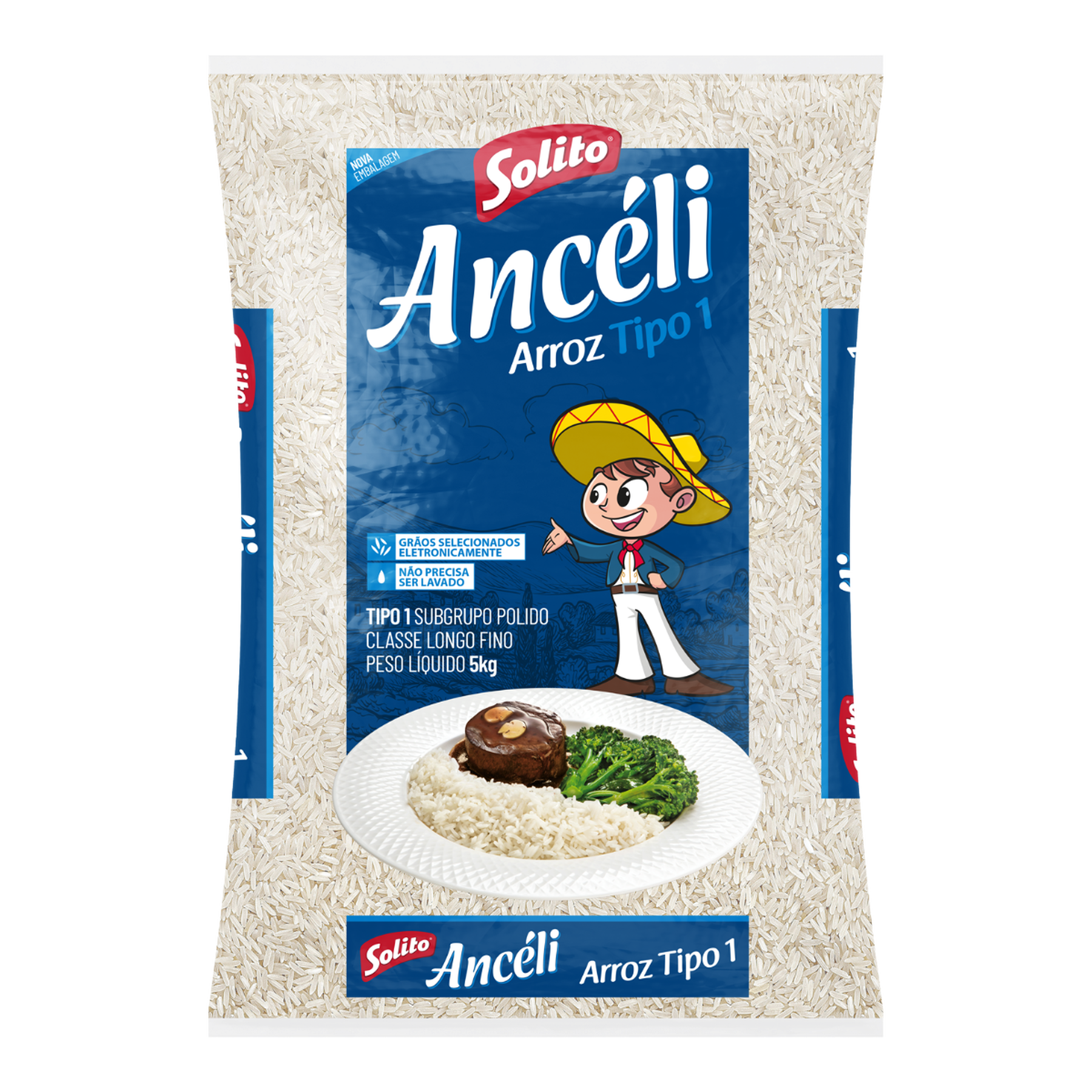 Arroz Anc&eacute;li Tipo 1 Solito Pacote 5kg