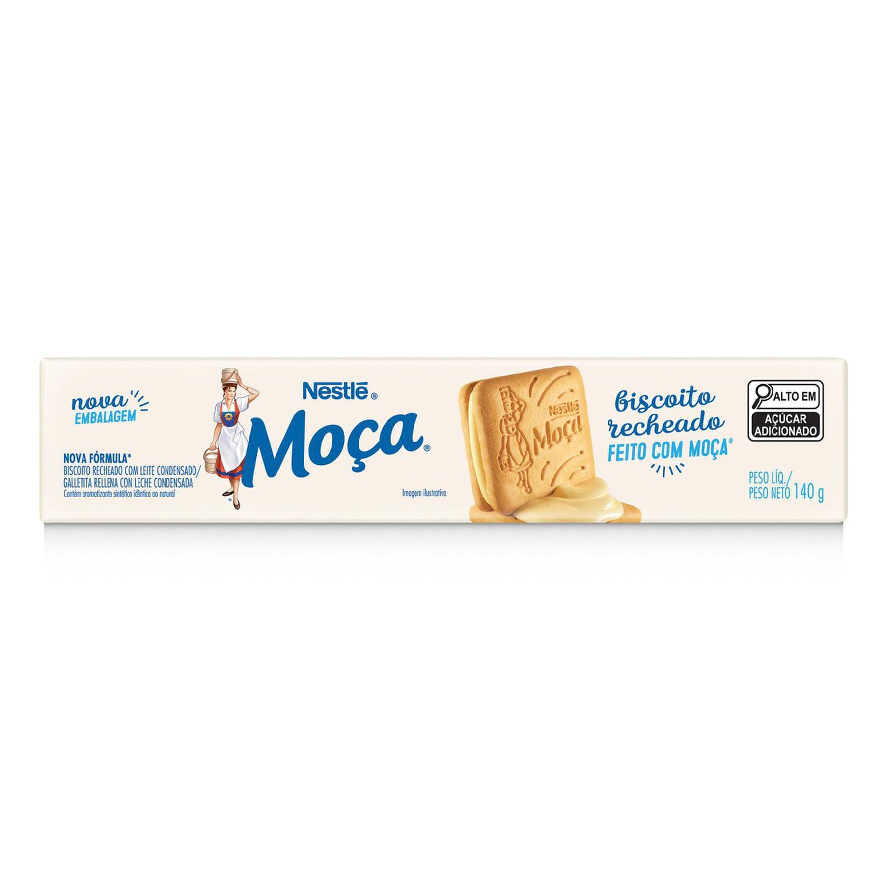 Biscoito Recheado Leite Condensado Moça Nestlé Pacote 140g