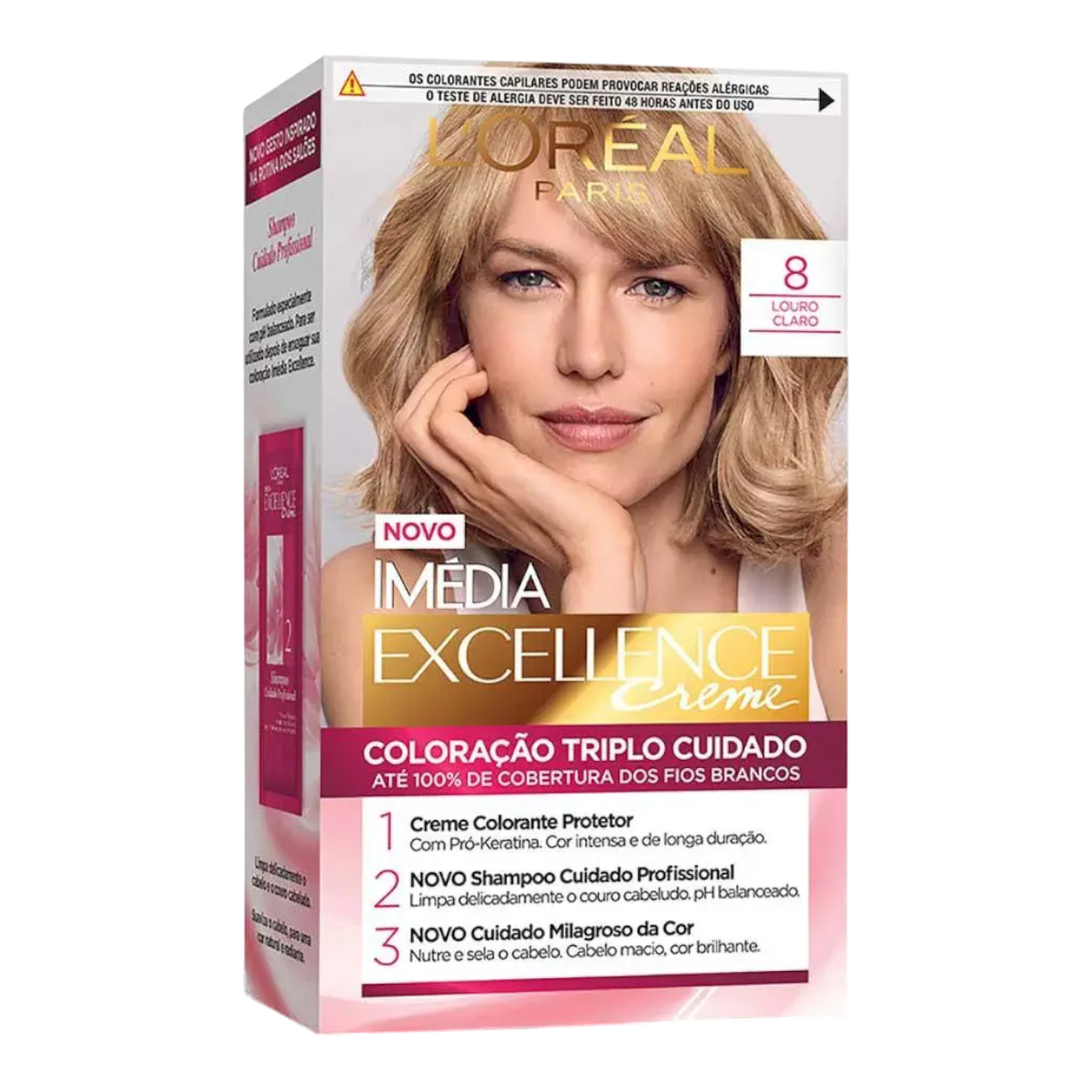 Kit Colora&ccedil;&atilde;o Creme 8 Louro Claro L'or&eacute;al Paris Im&eacute;dia Excellence