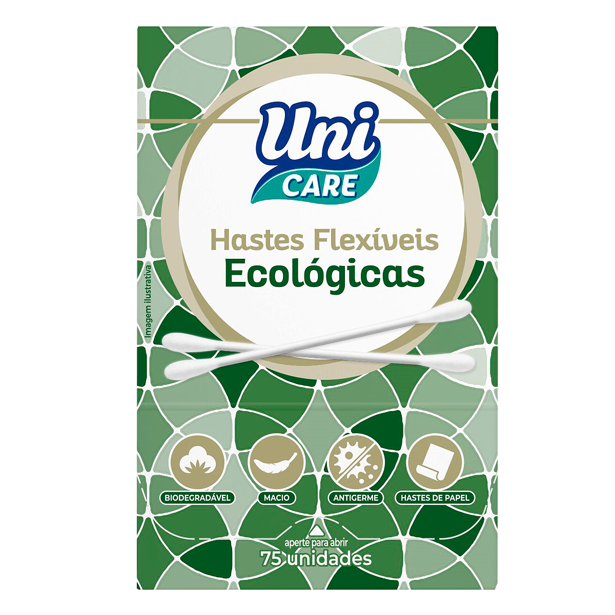 Hastes Flex&iacute;veis Ecol&oacute;gicas Uni Care Caixa C/75 Unidades