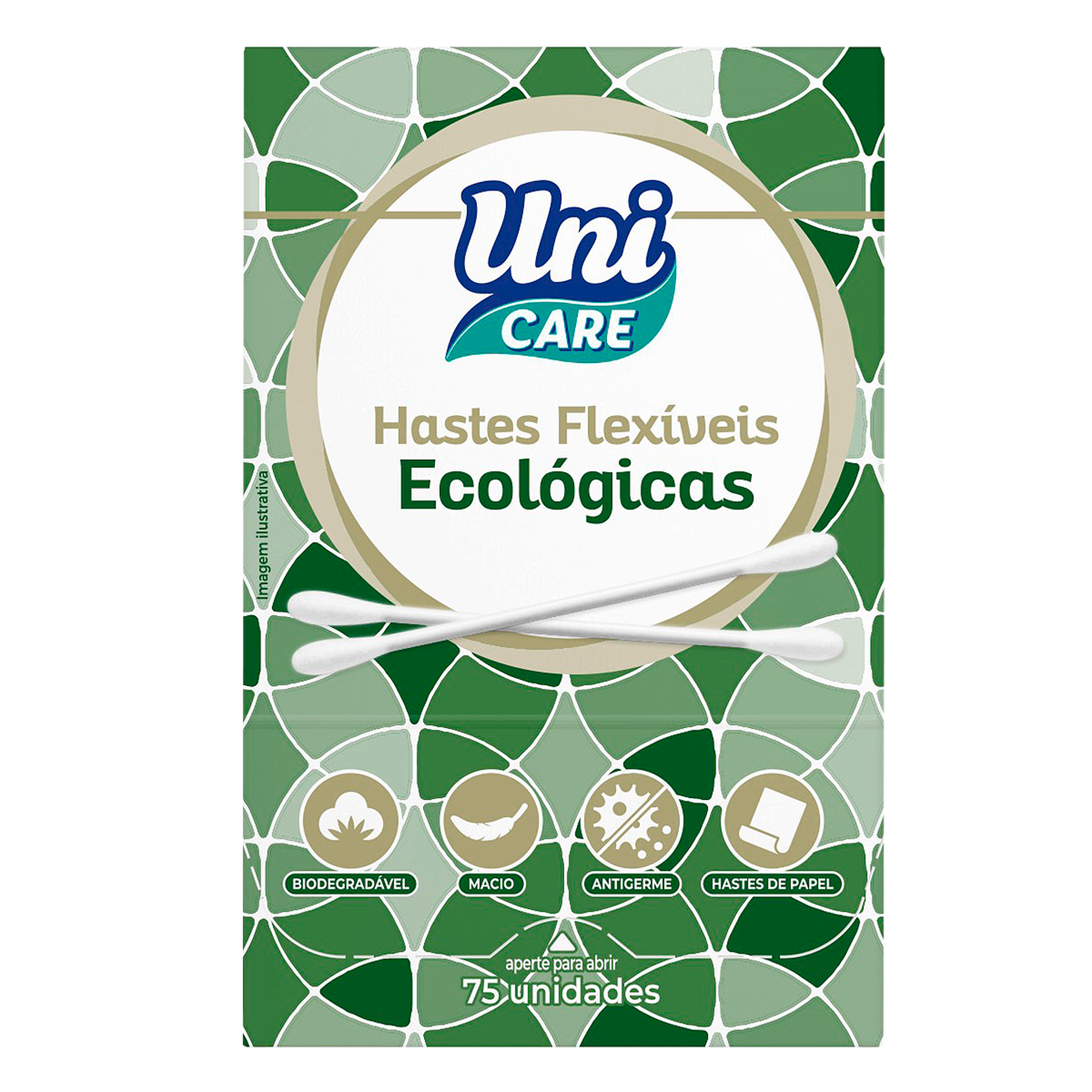 Hastes Flex&iacute;veis Ecol&oacute;gicas Uni Care Caixa C/75 Unidades