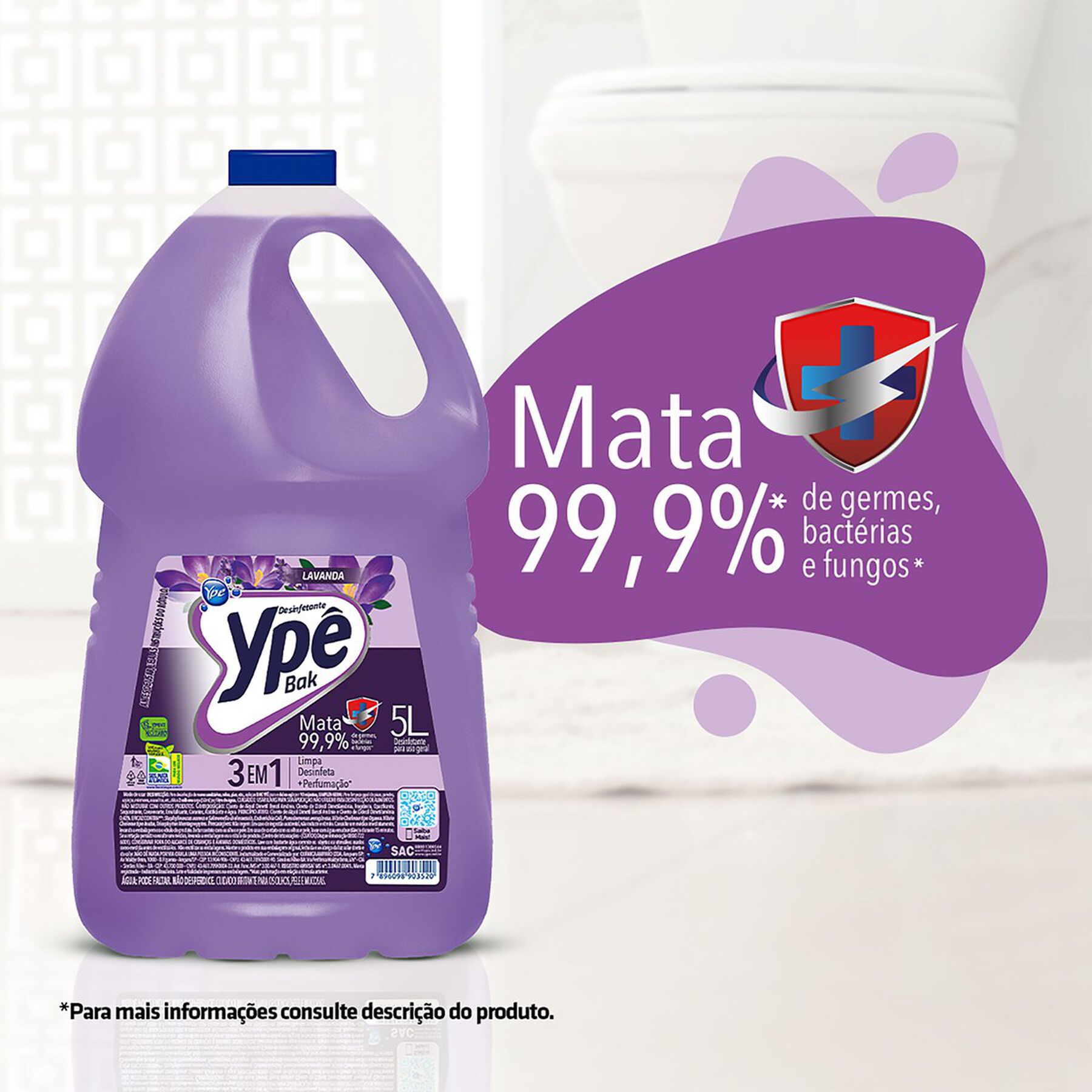Desinfetante Uso Geral Lavanda Ypê Bak Galão 5l