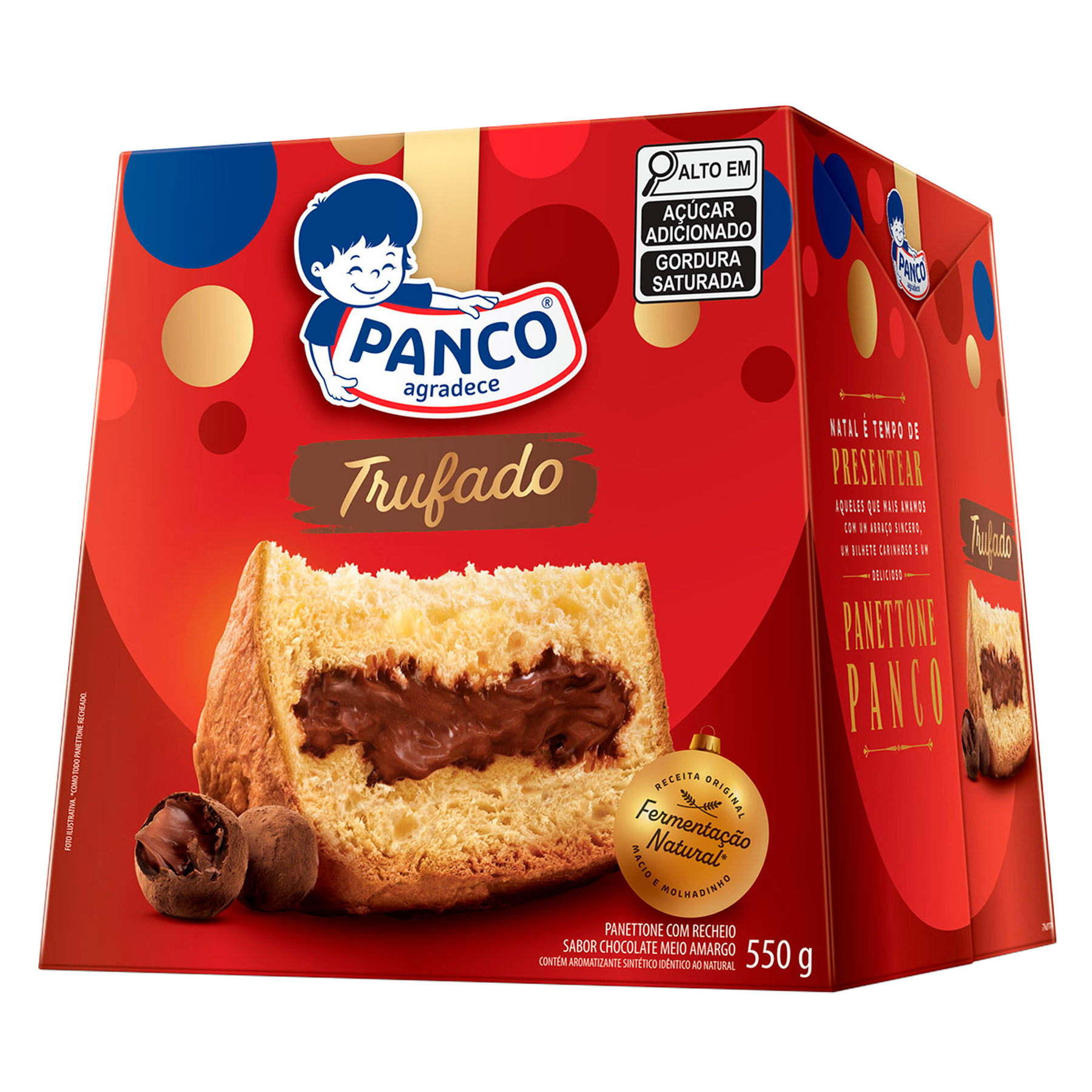 Panettone Trufado Recheio Chocolate Meio Amargo Panco Caixa 550g