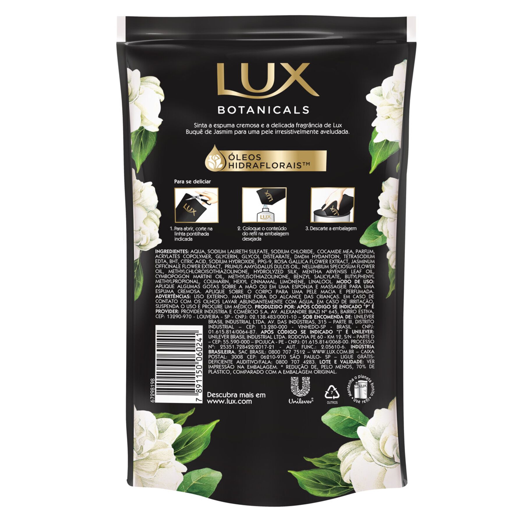 Sabonete Líquido Buquê de Jasmim Lux Botanicals Sachê 200ml Refil