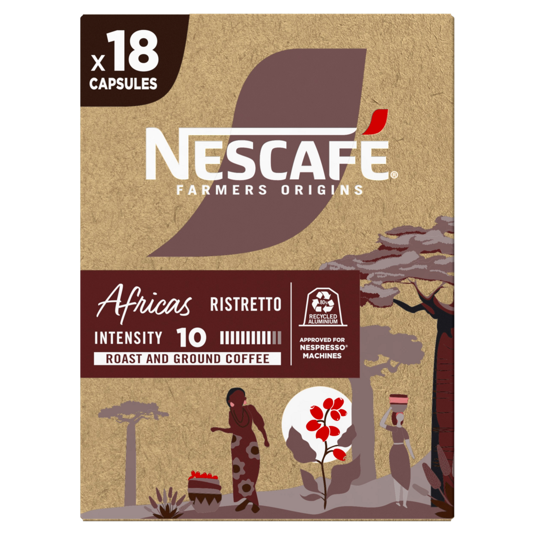 Caf&eacute; em C&aacute;psula Ristretto Africas Nescaf&eacute; Farmers Origins Caixa 79,2g C/18 Unidades