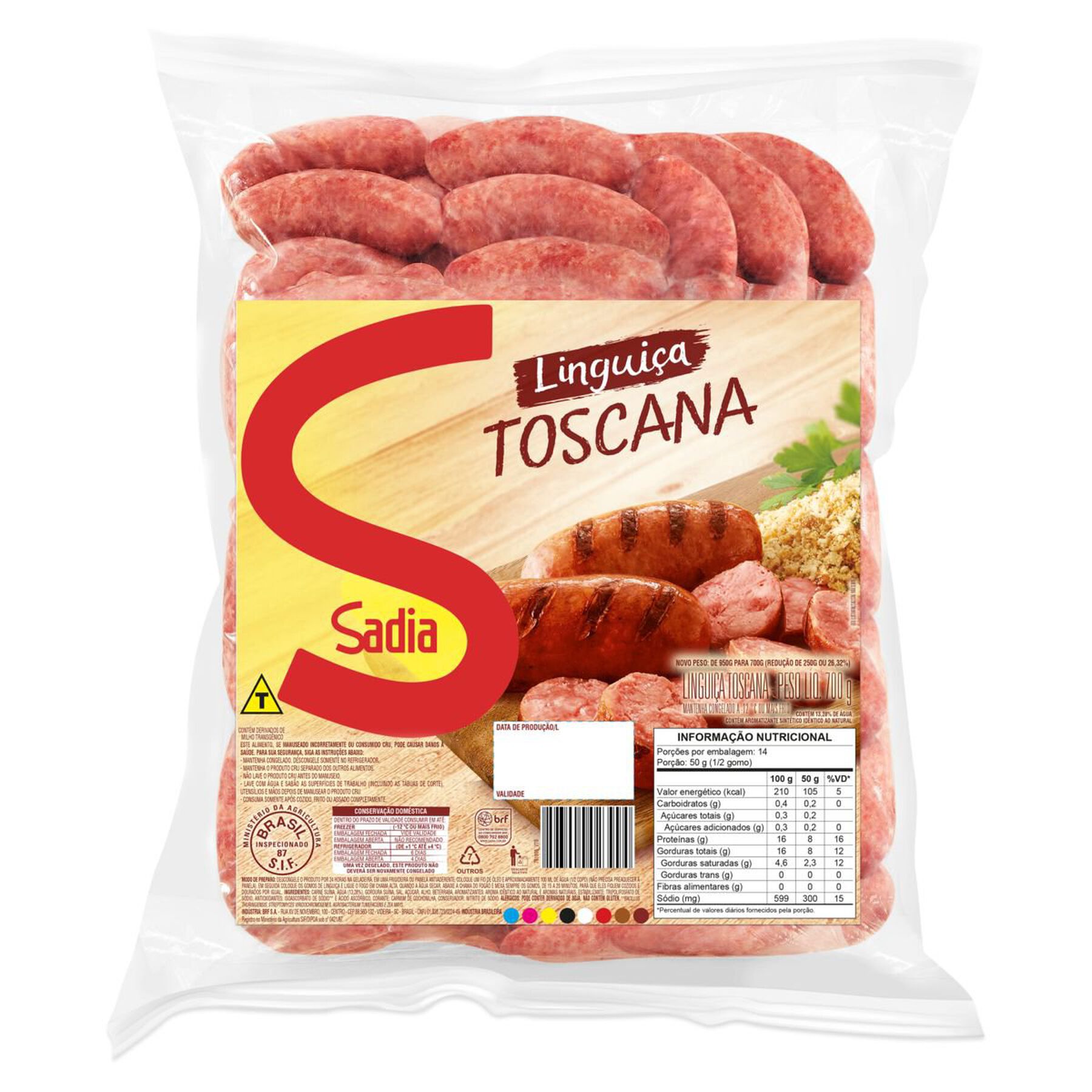 Lingui&ccedil;a Toscana Sadia 700g