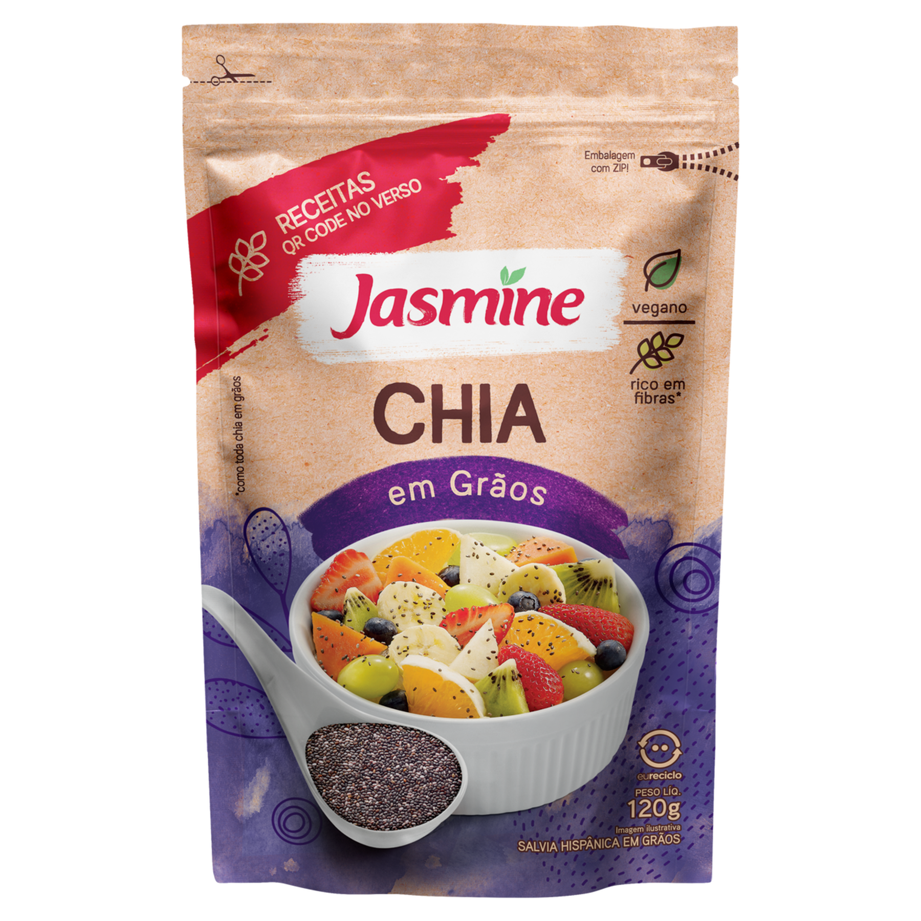 Chia em Gr&atilde;os Jasmine Pouch 120g