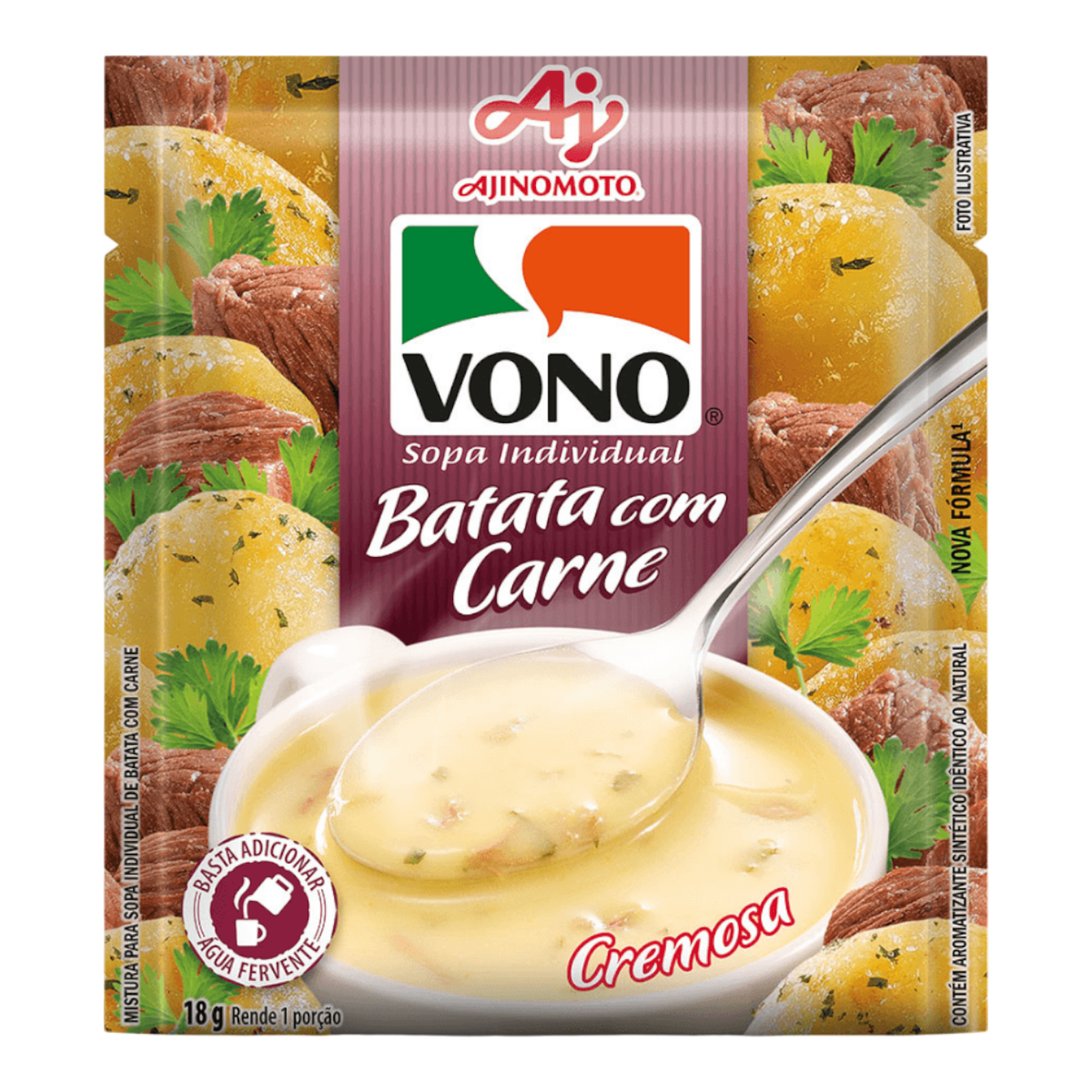 Sopa Individual Cremosa Batata com Carne Vono Sach&ecirc; 18g