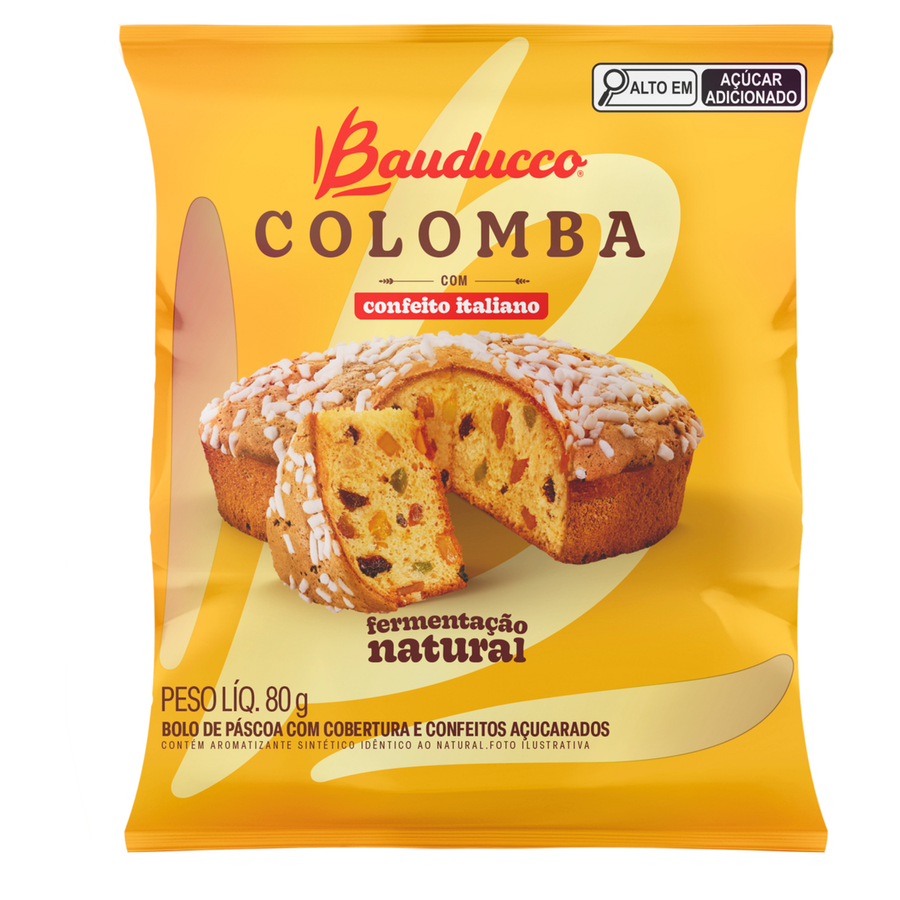 Colomba Frutas com Cobertura e Confeitos Açucarados Bauducco Pacote 80g
