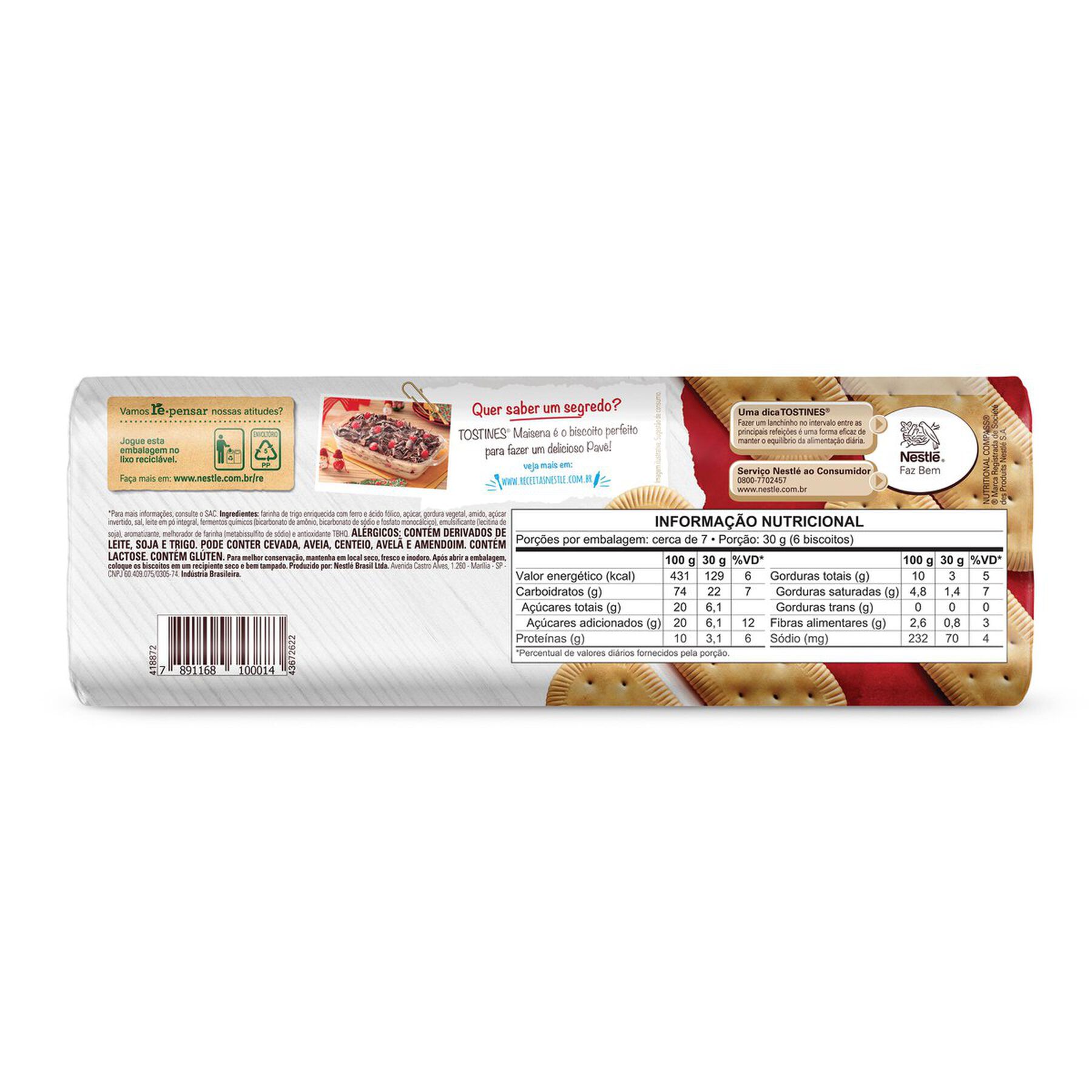 Biscoito Maizena Nestlé Tostines Pacote 200g