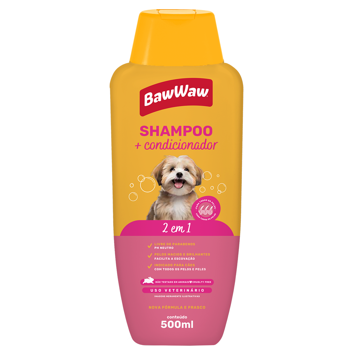 Shampoo e Condicionador 2 em 1 Baw Waw Frasco 500ml