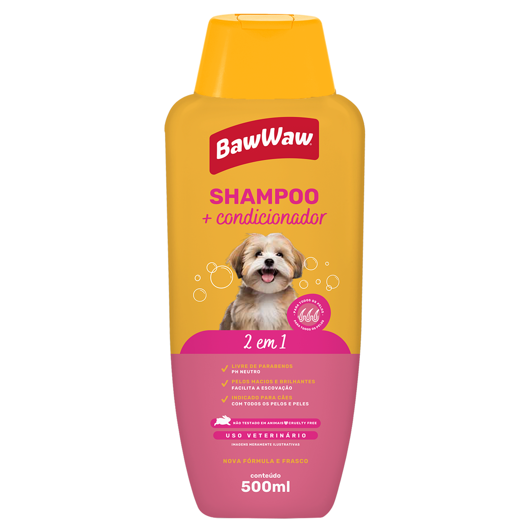 Shampoo e Condicionador 2 em 1 Baw Waw Frasco 500ml