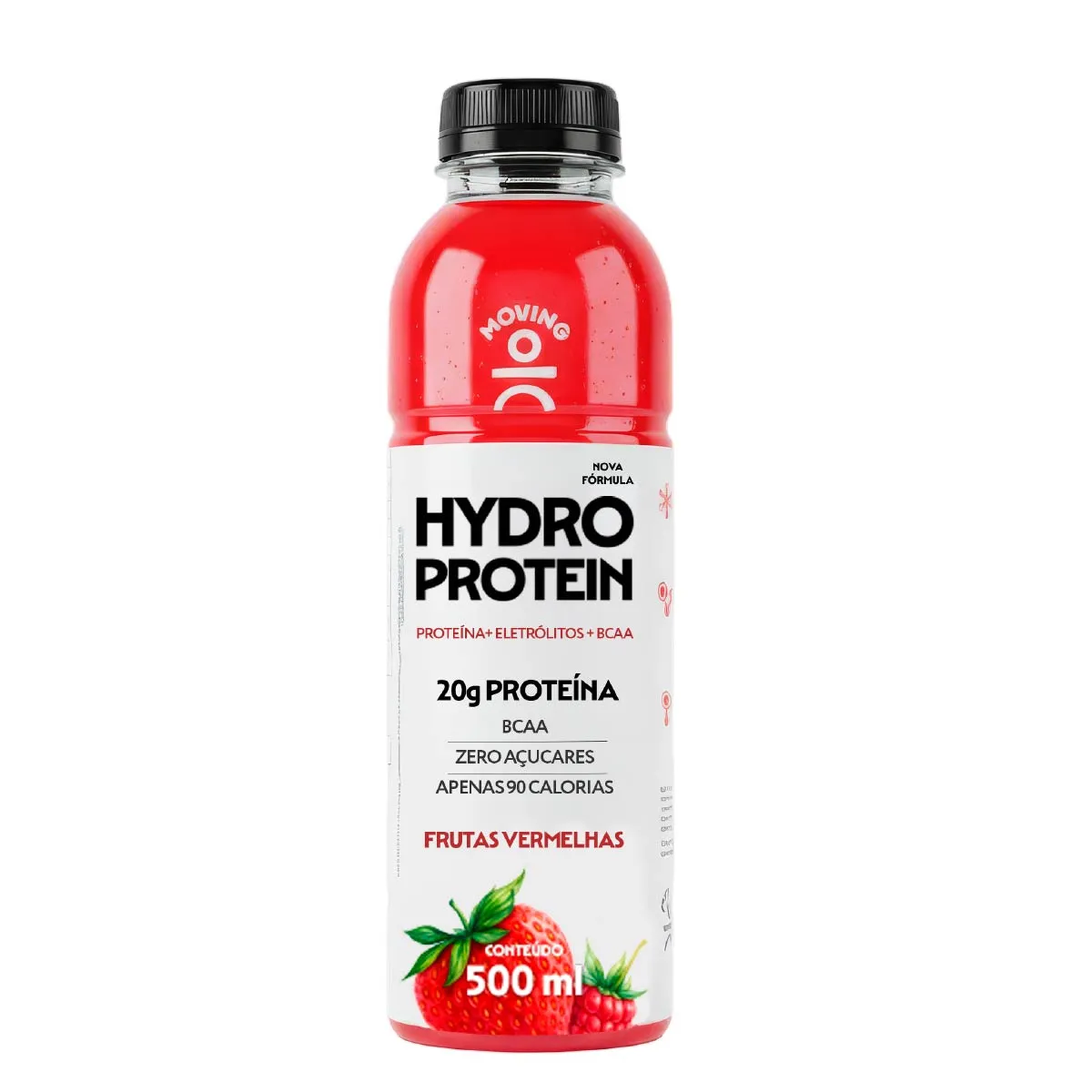 Isot&ocirc;nico Frutas Vermelhas Zero A&ccedil;&uacute;car Moving Hydro Protein Garrafa 500ml