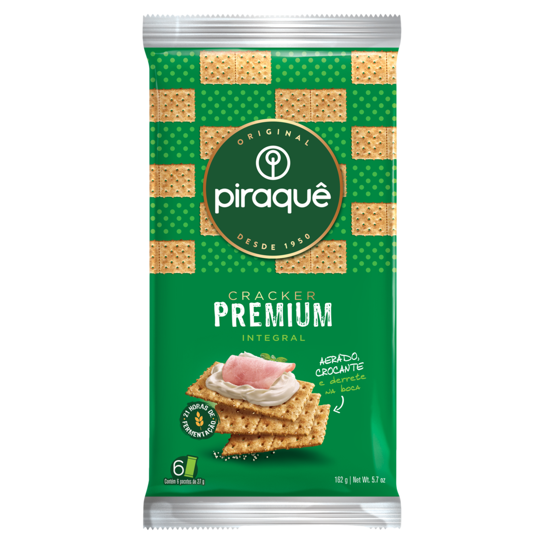 Biscoito Cracker Premium Integral Piraquê Pacote 162g C/6 Unidades
