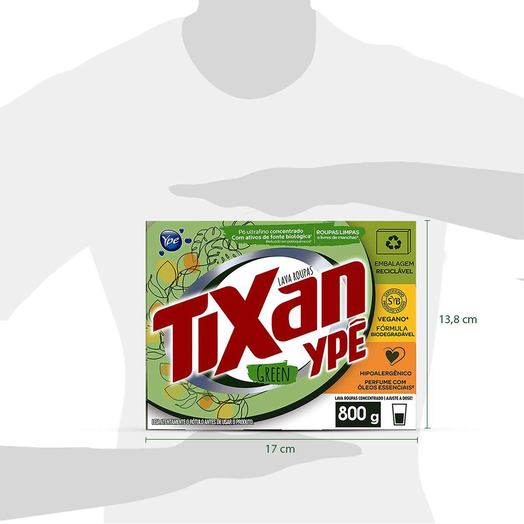 Sab&atilde;o em P&oacute; Lava Roupas Concentrado Green Tixan Yp&ecirc; Caixa 800g&nbsp;