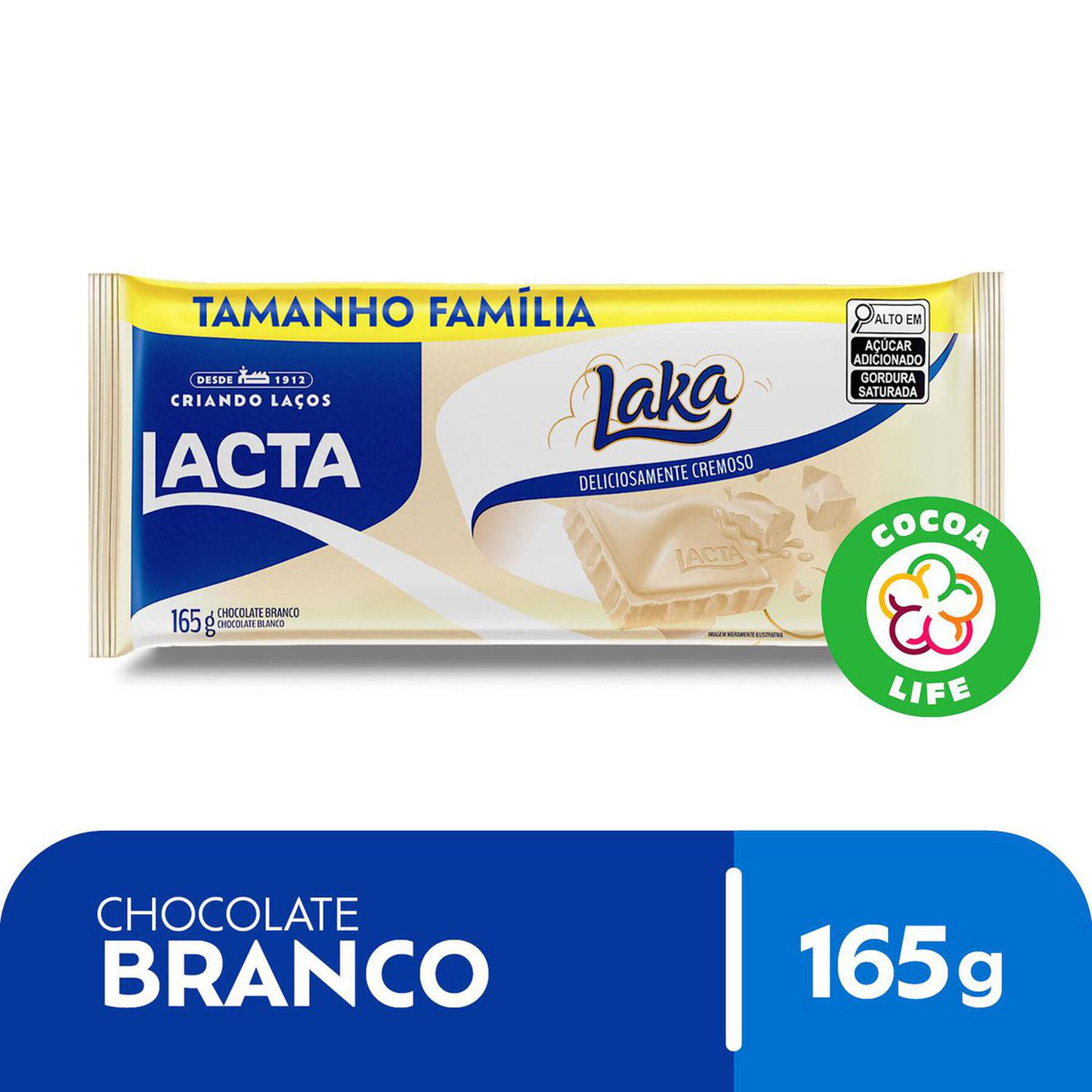Barra de Chocolate Branco Lacta Laka Pacote 165g Tamanho Família