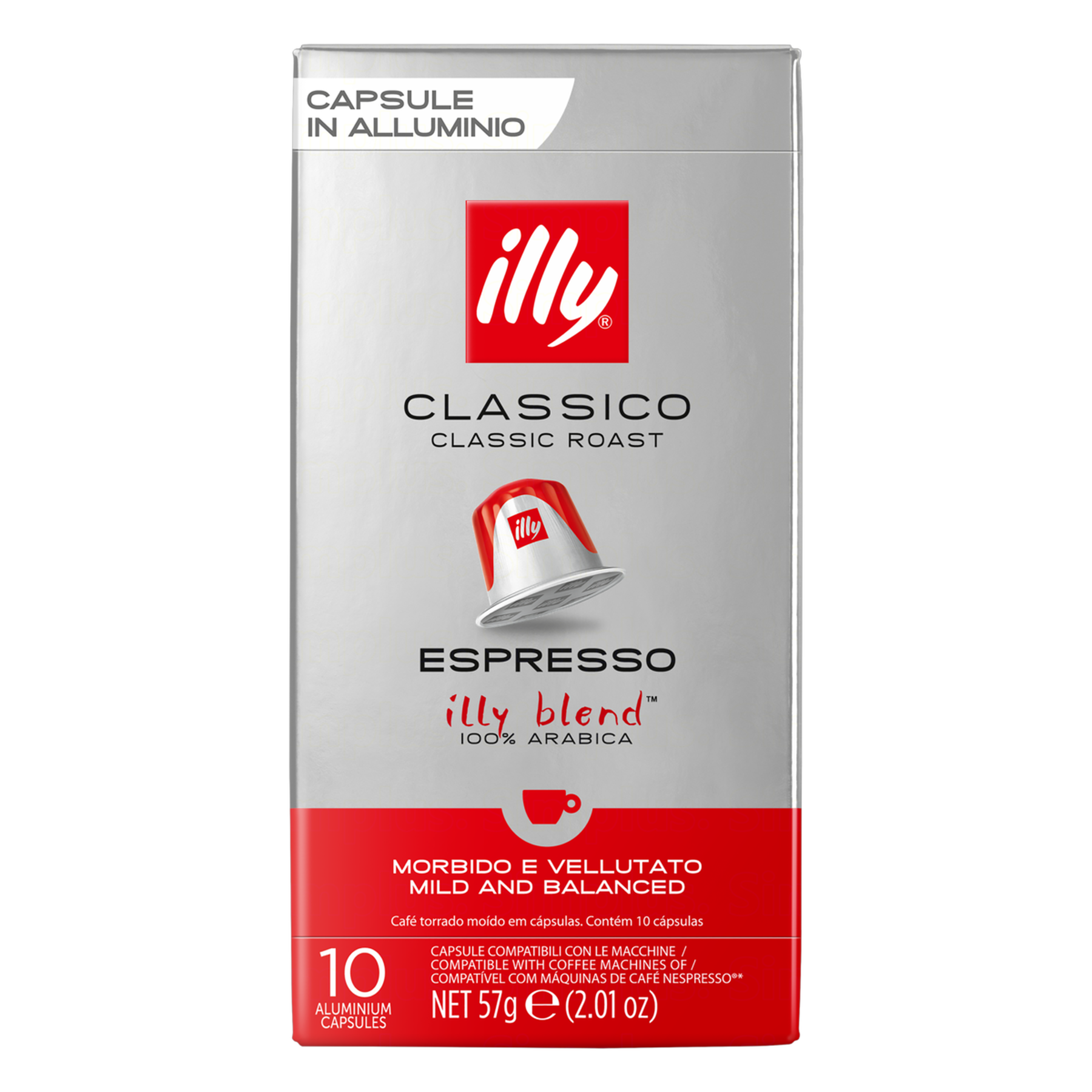 Café em Cápsula Torrado e Moído Clássico Espresso Illy Caixa 57g C/10 Unidades