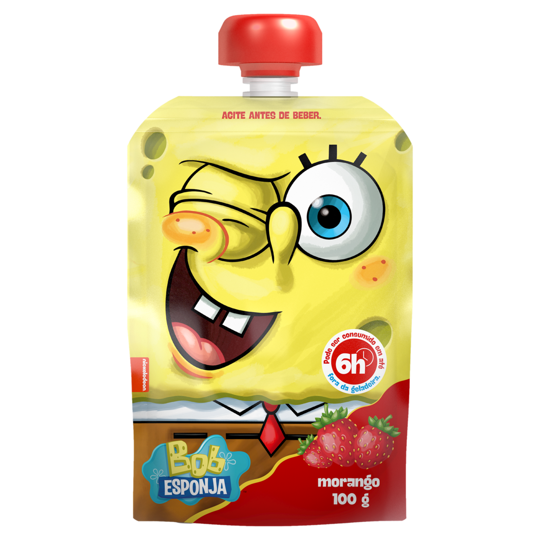 Iogurte Parcialmente Desnatado Morango Bob Esponja Eleg&ecirc; Squeeze 100g