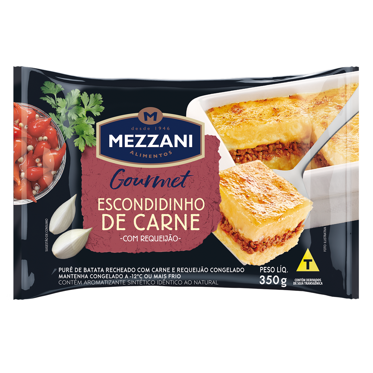 Escondidinho de Carne com Requeij&atilde;o Mezzani Gourmet Pacote 350g