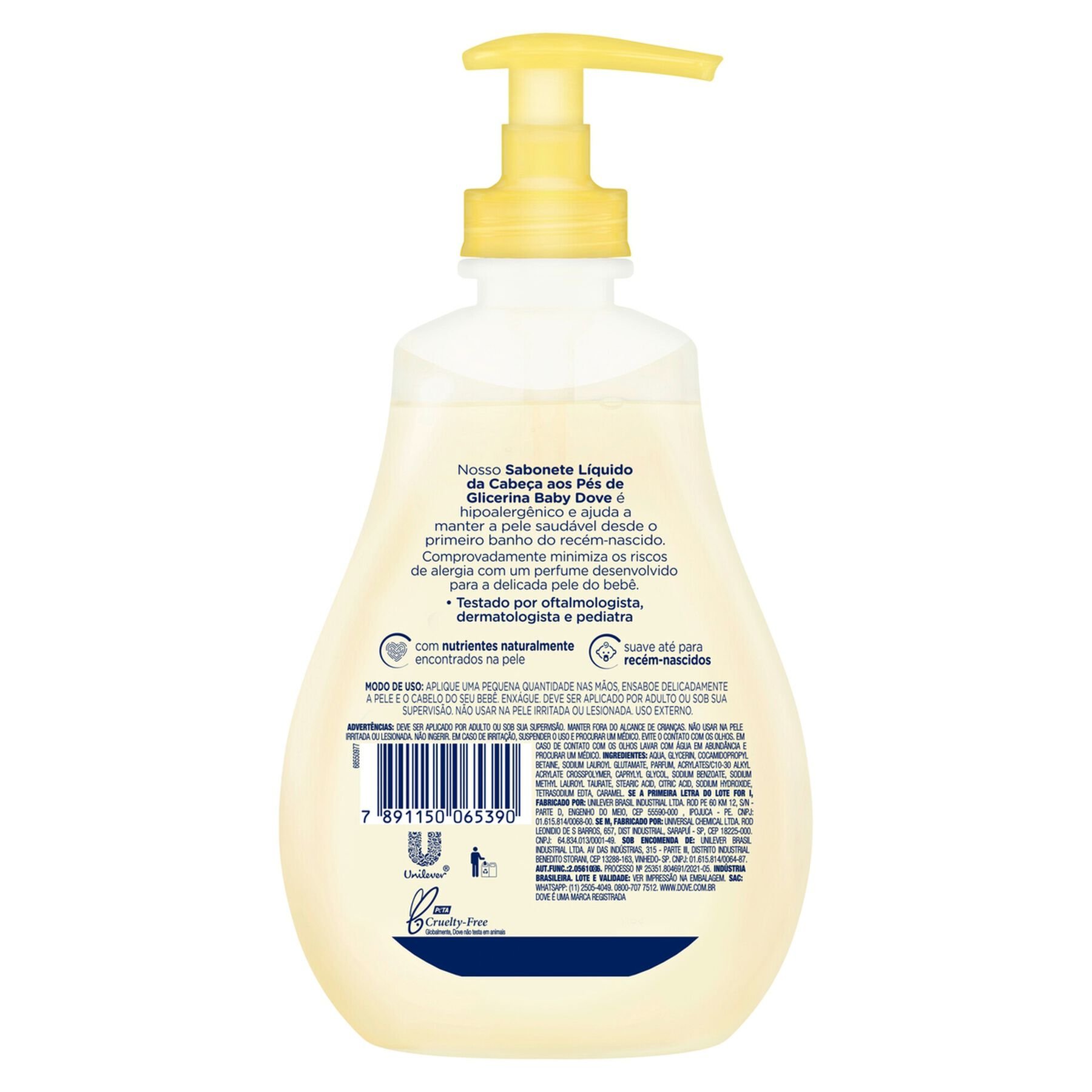 Sabonete Líquido Hidratação Glicerinada da Cabeça aos Pés Baby Dove Frasco 400ml