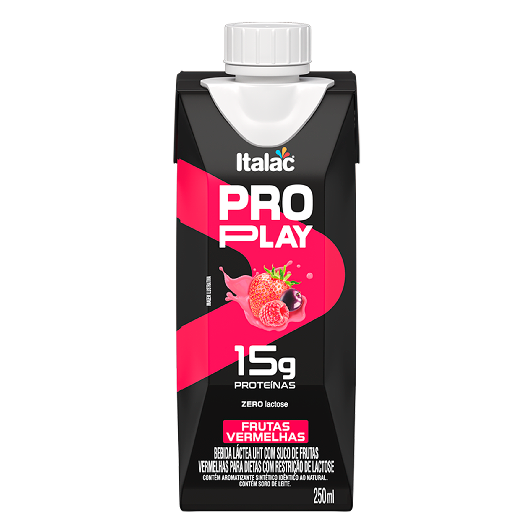 Bebida L&aacute;ctea UHT Frutas Vermelhas Pro Play Italac Caixa 250ml