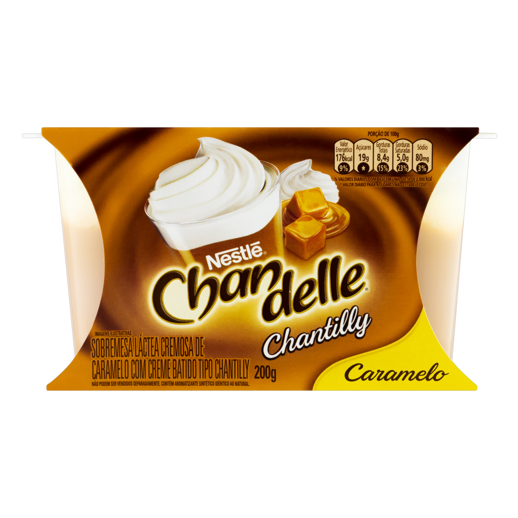 Sobremesa Láctea com Chantilly Caramelo Nestlé Chandelle Bandeja 200g 2 Unidades