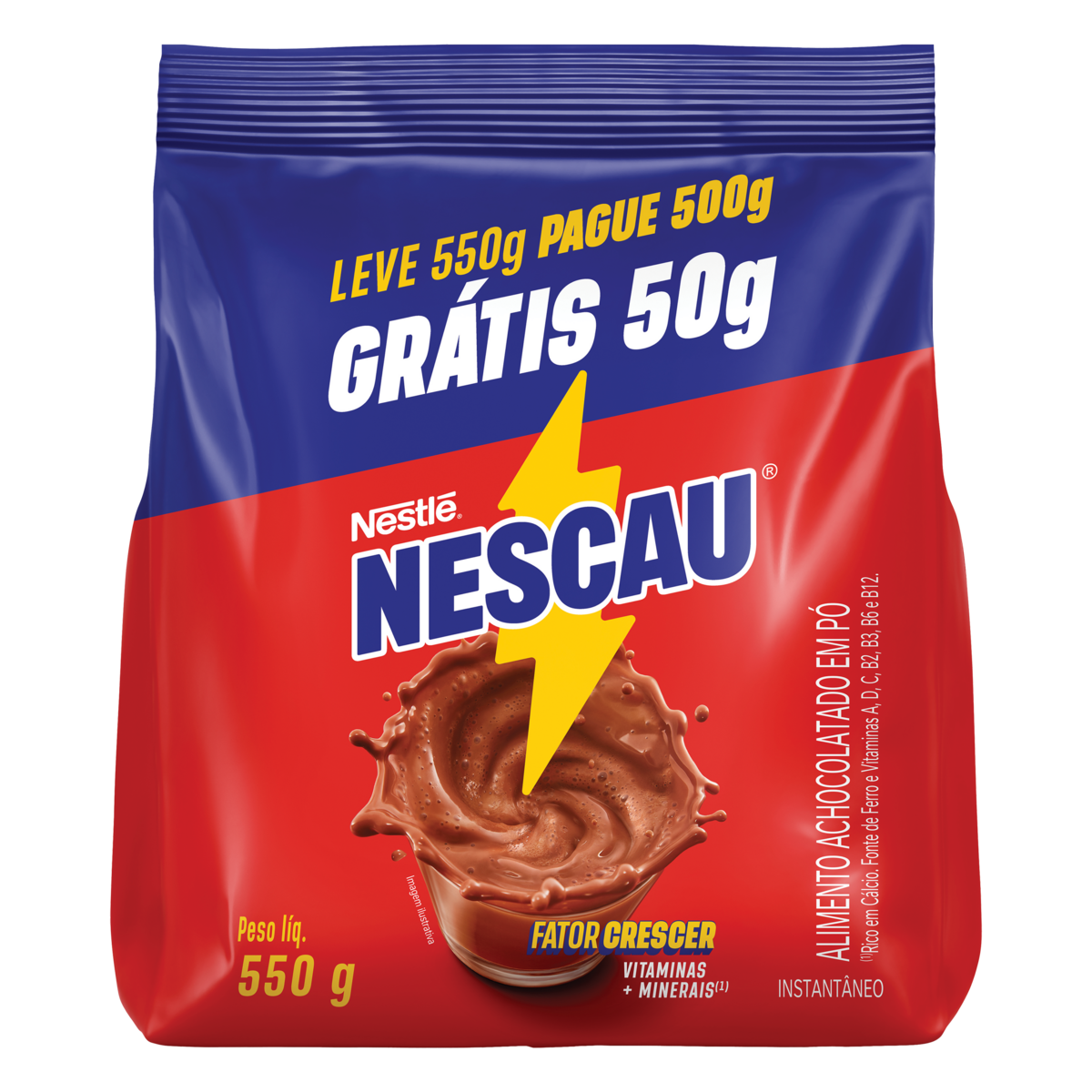 Achocolatado em P&oacute; Nescau Pacote 550g - Embalagem Leve 550g Pague 500g