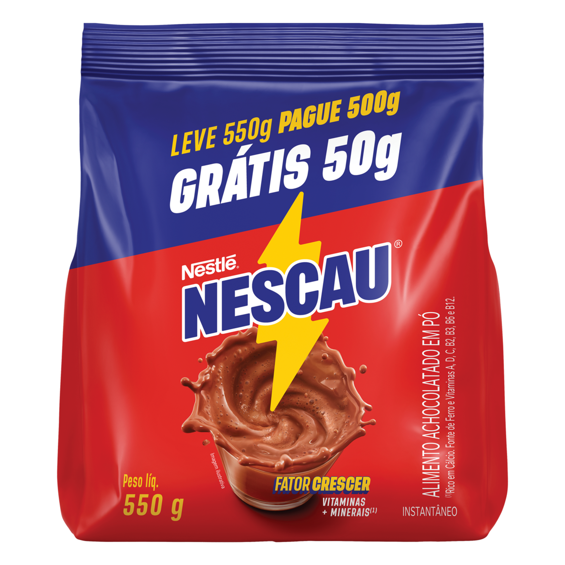 Achocolatado em P&oacute; Nescau Pacote 550g - Embalagem Leve 550g Pague 500g