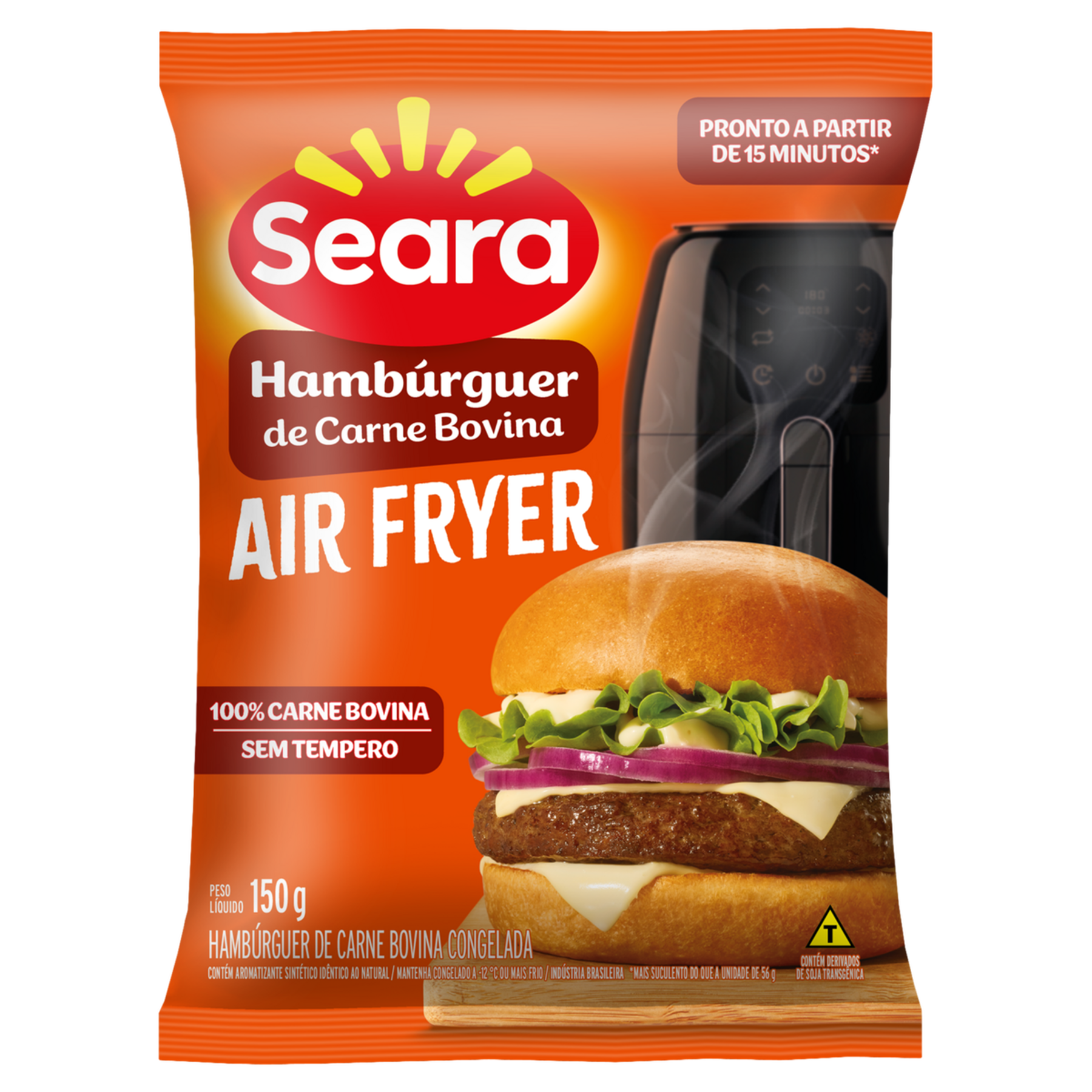 Hamb&uacute;rguer de Carne Bovina Air Fryer Seara Pacote 150g