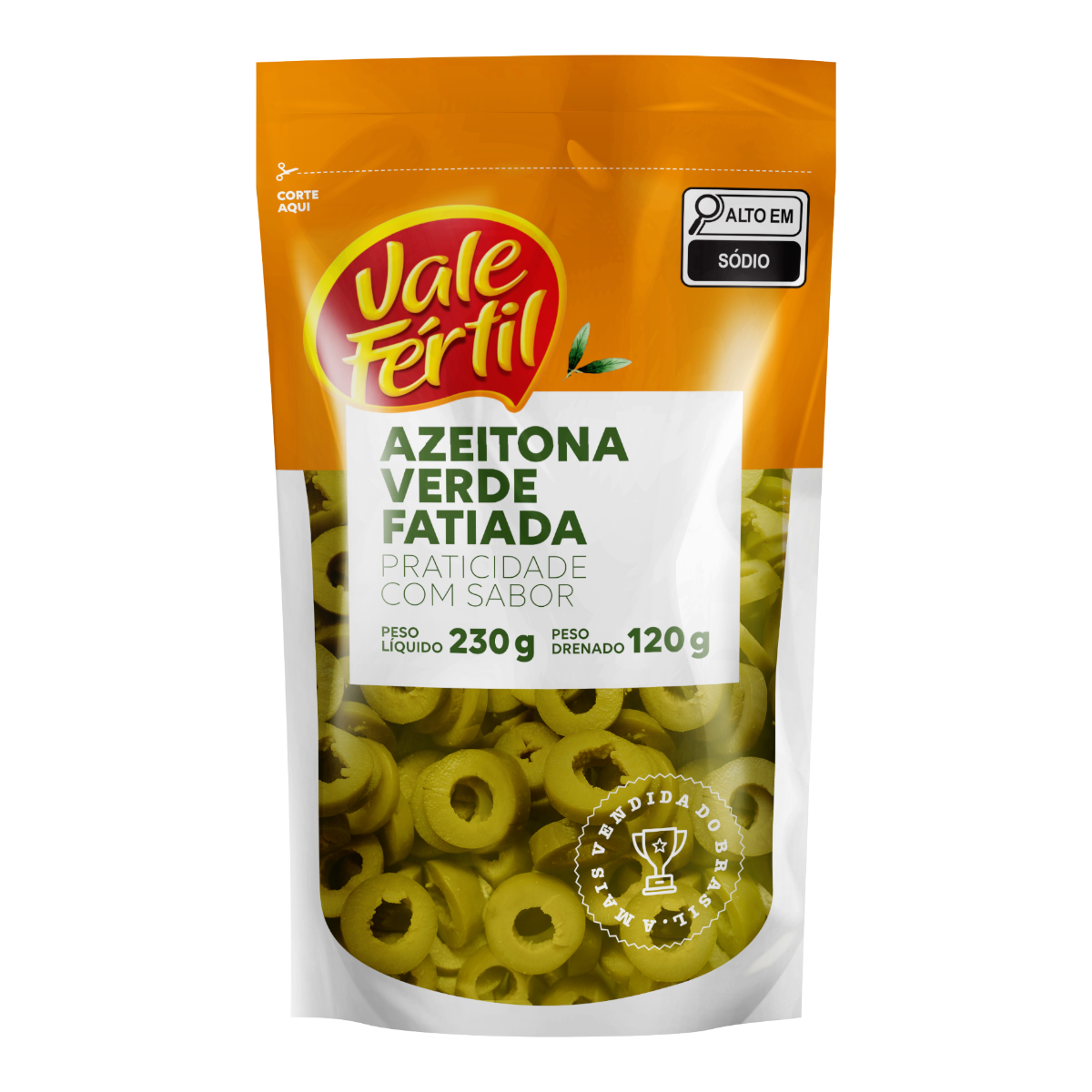 Azeitona Verde em Conserva Fatiada Vale F&eacute;rtil Sach&ecirc; 120g