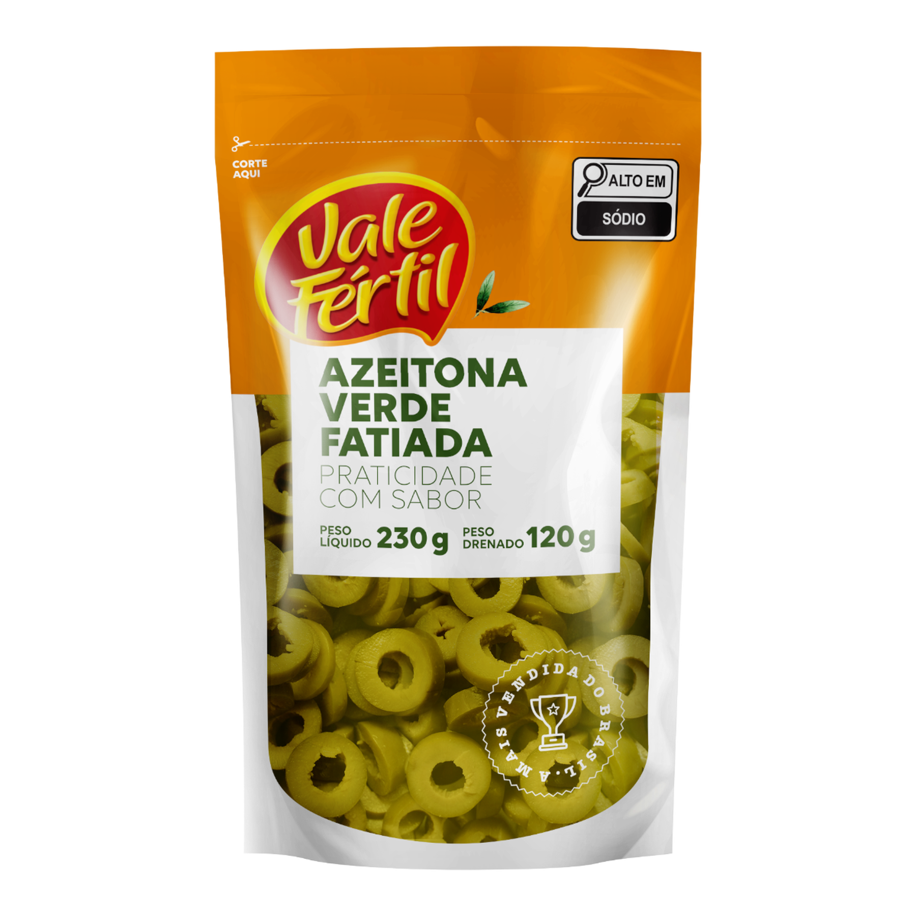 Azeitona Verde em Conserva Fatiada Vale F&eacute;rtil Sach&ecirc; 120g