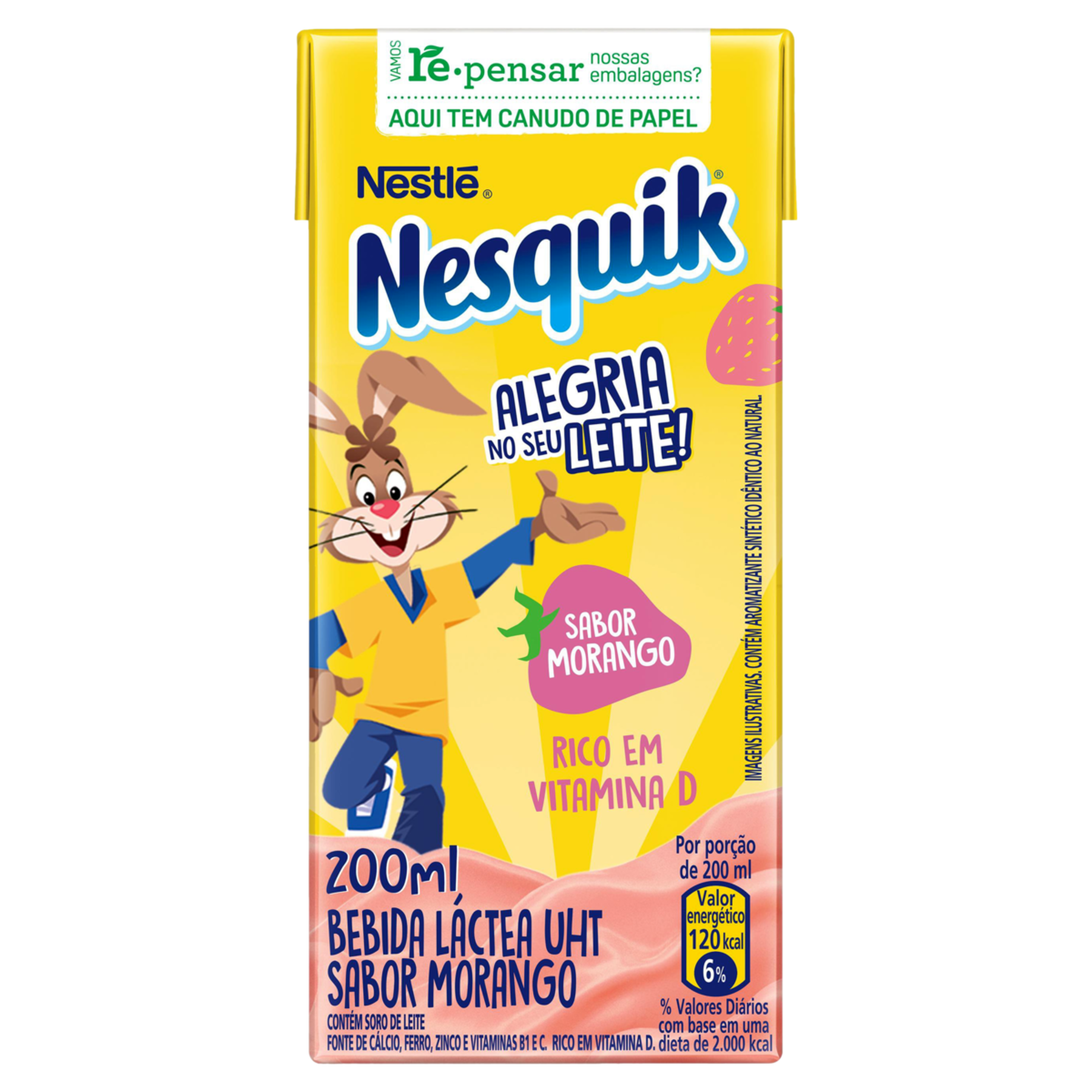 Bebida Láctea UHT Morango Nesquik Nestlé Caixa 200m