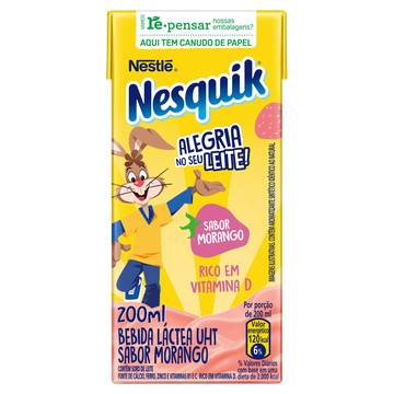 Bebida Láctea UHT Morango Nesquik Nestlé Caixa 200m
