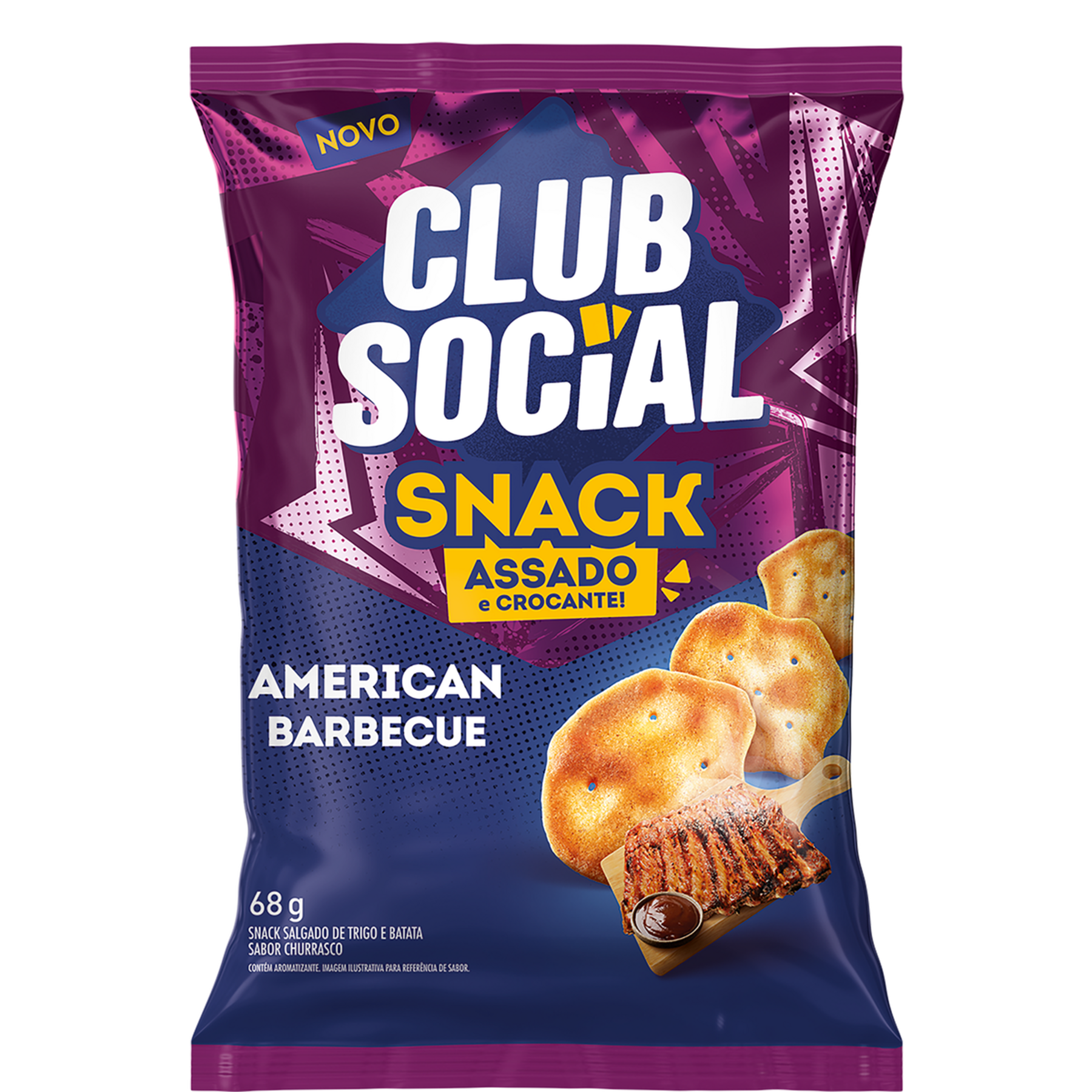 Snack Assado Crocante American Barbecue Club Social Pacote 68g
