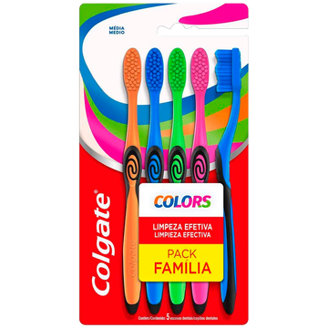 Escova Dental Média Limpeza Efetiva Colors Colgate 05 Unidades