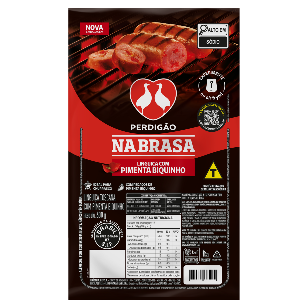 Lingui&ccedil;a Toscana com Pimenta-Biquinho Perdig&atilde;o Na Brasa 600g
