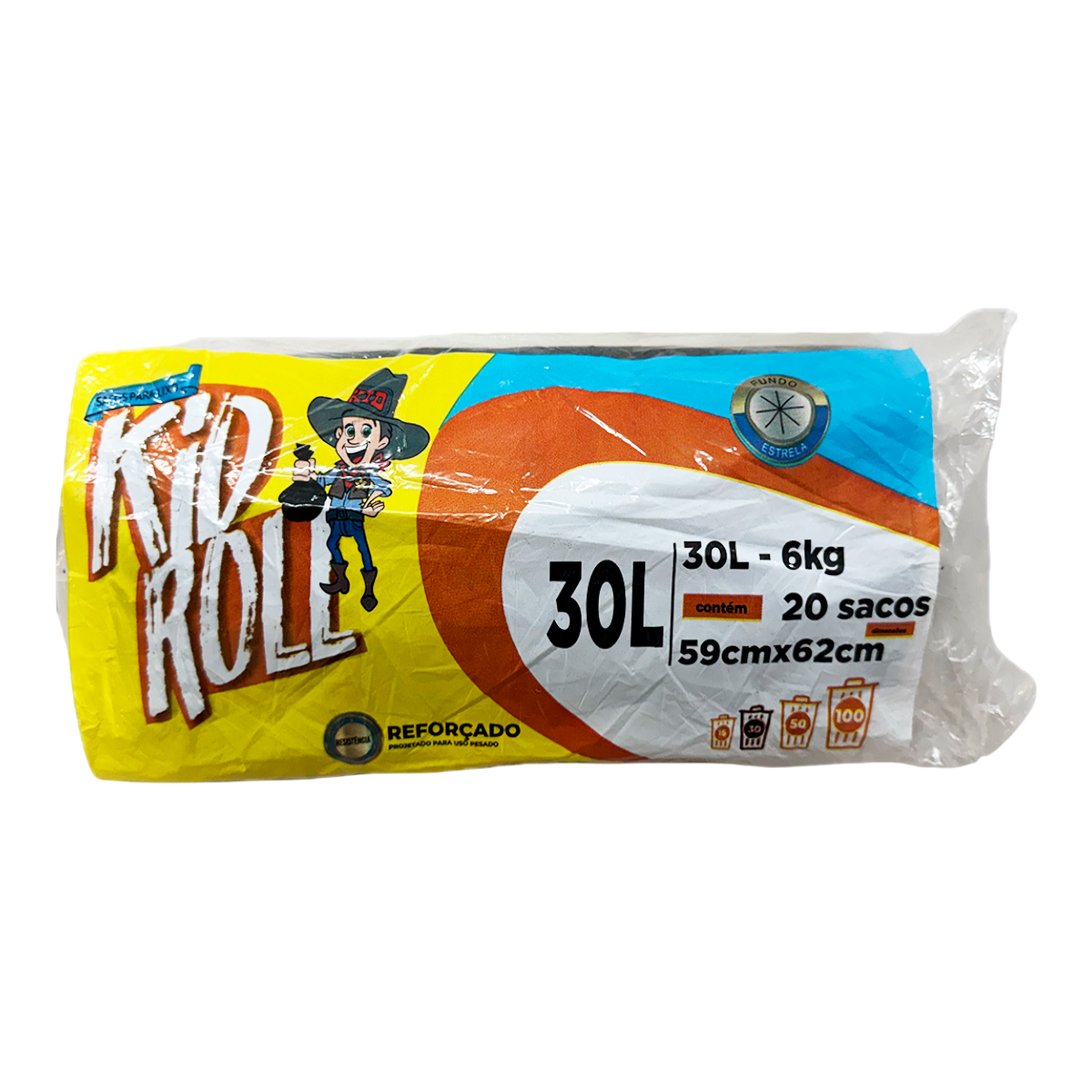 Saco Lixo Rolo Kid Roll 30l Pacote 20 Unidades
